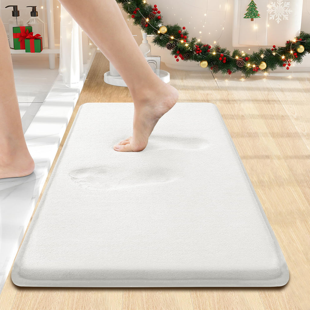 Smiry Memory Foam Bath Mat 30x20, Extra Soft and Absorbent Bathroom Mats, Non Slip Washable Carpet for Floor, Shower and Tub, Black