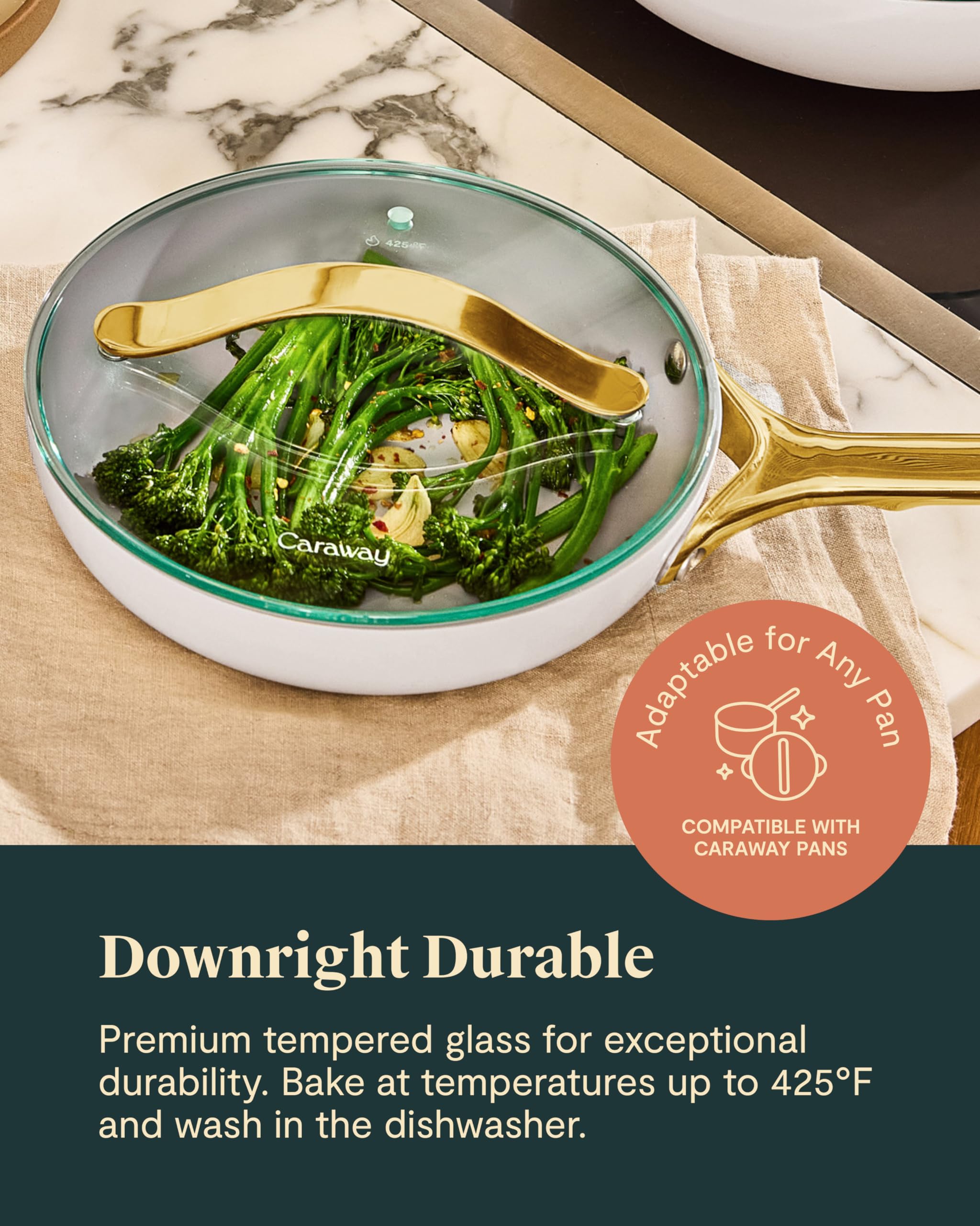 Caraway 10.5" Glass Lid for Pots and Pans - Made With Tempered Glass - Sized to Fit Caraway Ceramic-Coated & Stainless Steel Cookware