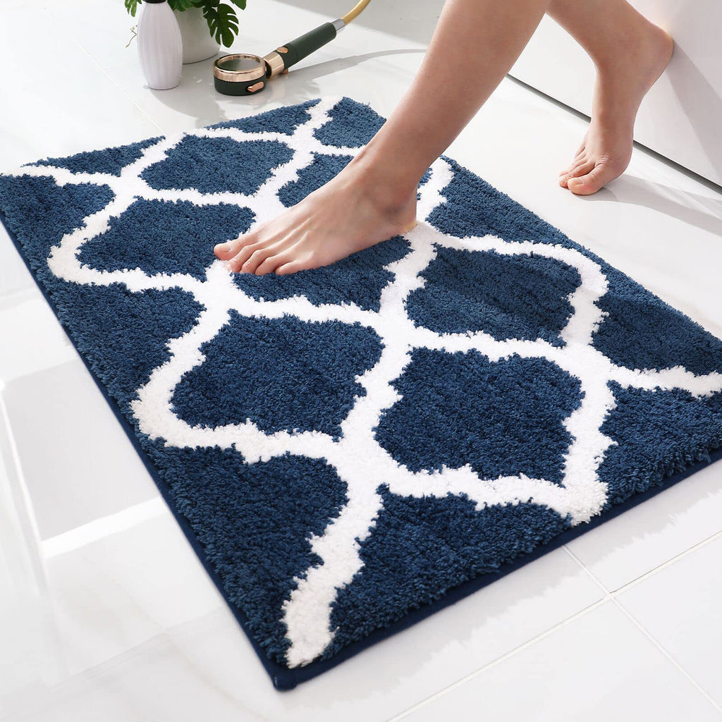 OLANLY Bathroom Rugs 24x16, Soft and Absorbent Microfiber Bath Rugs, Non-Slip Shaggy Shower Carpet, Machine Wash Dry, Bath Mats for Bathroom Floor, Tub and Shower, Grey