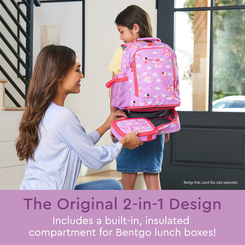 Bentgo Kids 2-in-1 Backpack & Insulated Lunch Bag - Durable 16” Backpack & Lunch Container in Unique Prints for School & Travel - Water Resistant, Padded & Large Compartments (Dinosaur)
