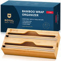 ROYAL CRAFT WOOD Bamboo Kitchen Foil and Plastic Wrap Organizer for Drawer with Cutter 2-Slots
