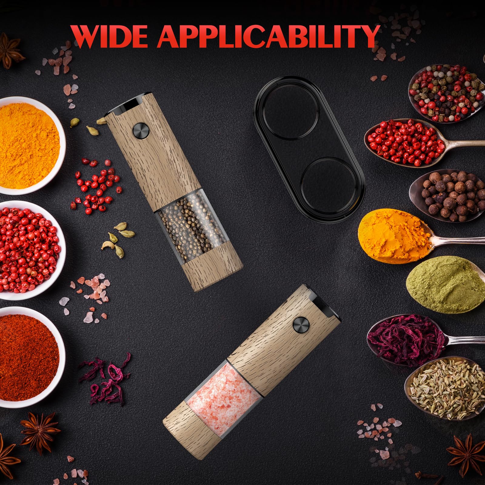 Electric Salt and Pepper Grinder Set Automatic Battery Pepper Mill Shakers Adjustable Coarseness Upgraded Larger Capacity with Led Home and Kitchen Appliances Birthday Gifts for Women Mom