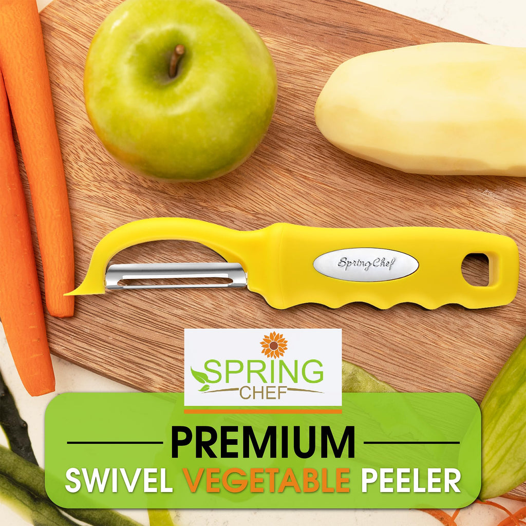 Spring Chef Premium Swivel Vegetable Peeler, Soft Grip Handle and Ultra Sharp Stainless Steel Blades - Perfect Kitchen Peeler For Veggie, Fruit, Potato, Carrot, Apple - Black