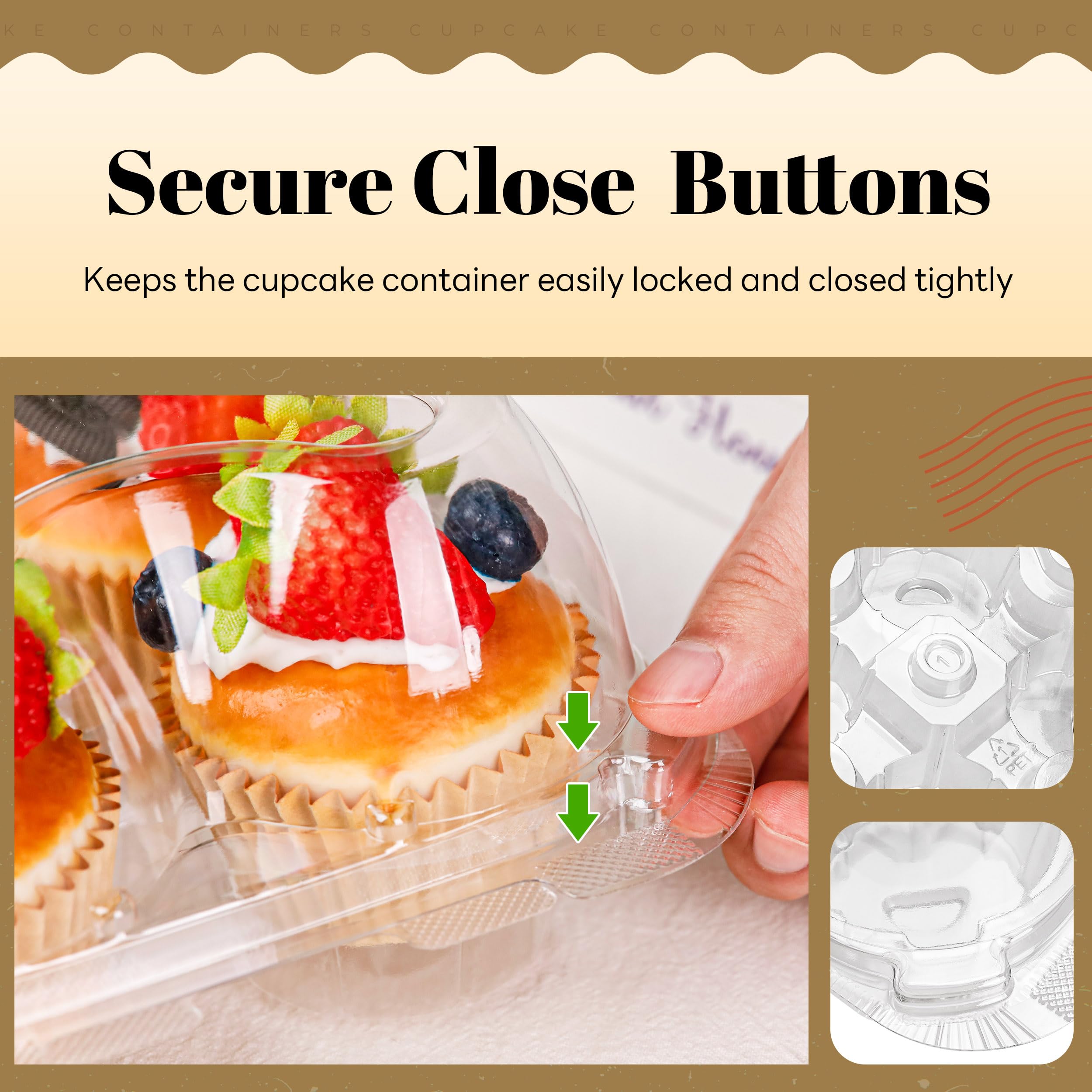 4 Compartment Cupcake Containers 20 Pack Cupcake Holder with Connected Airtight Lid Cupcake Boxes for 80 Cupcakes Muffins, BPA Free, Standard Size