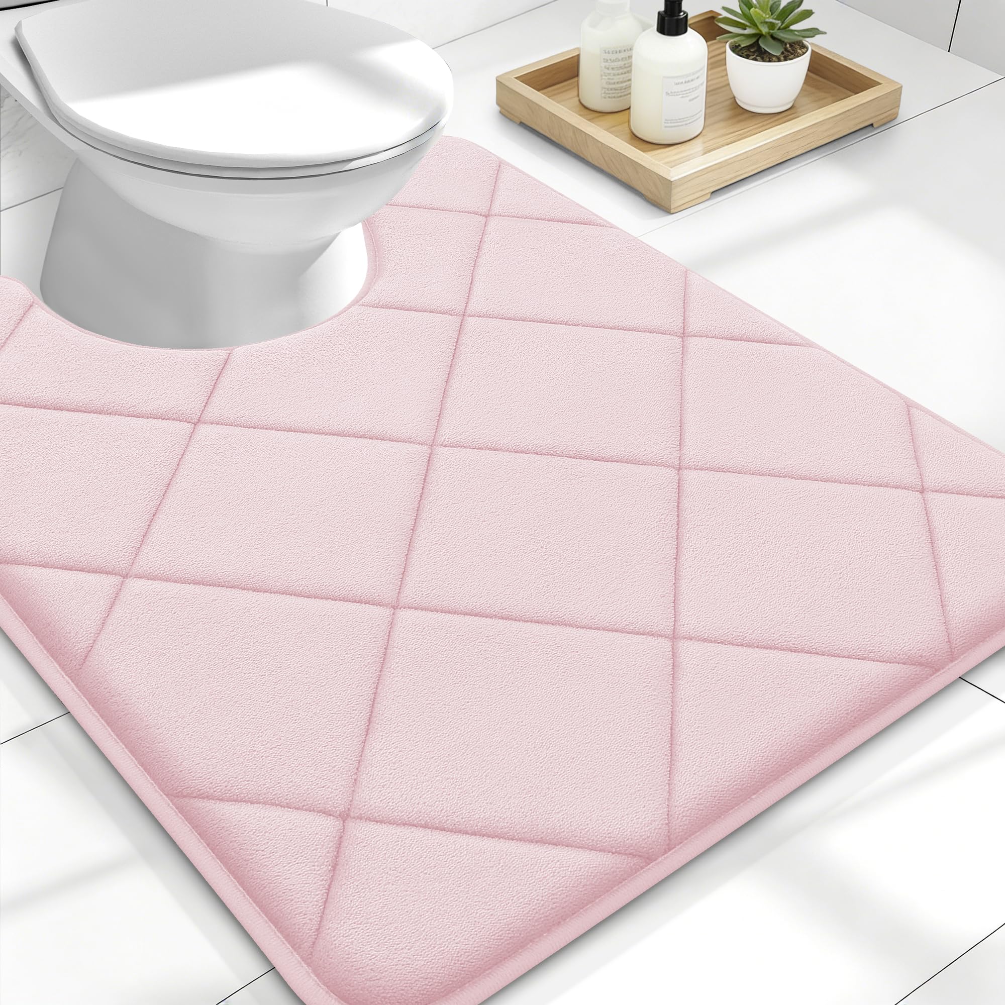 OLANLY Memory Foam Bath Mat 30x20, Ultra Soft and Absorbent Bathroom Rugs, Machine Washable, Comfortable Bath Carpet for Bathroom Floor, Tub and Shower, Black