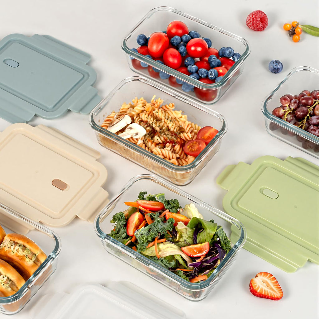 5 Pack 25oz Glass Meal Prep Containers with Air Vent Lids, Borosilicate Glass Food Storage Container with Snap Airtight Lids for Lunch, Food Prep, Microwave, Oven, Freezer & Dishwasher Safe, BPA-Free