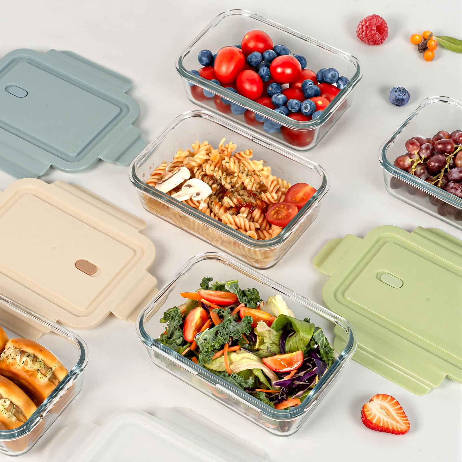 5 Pack 25oz Glass Meal Prep Containers with Air Vent Lids, Borosilicate Glass Food Storage Container with Snap Airtight Lids for Lunch, Food Prep, Microwave, Oven, Freezer & Dishwasher Safe, BPA-Free