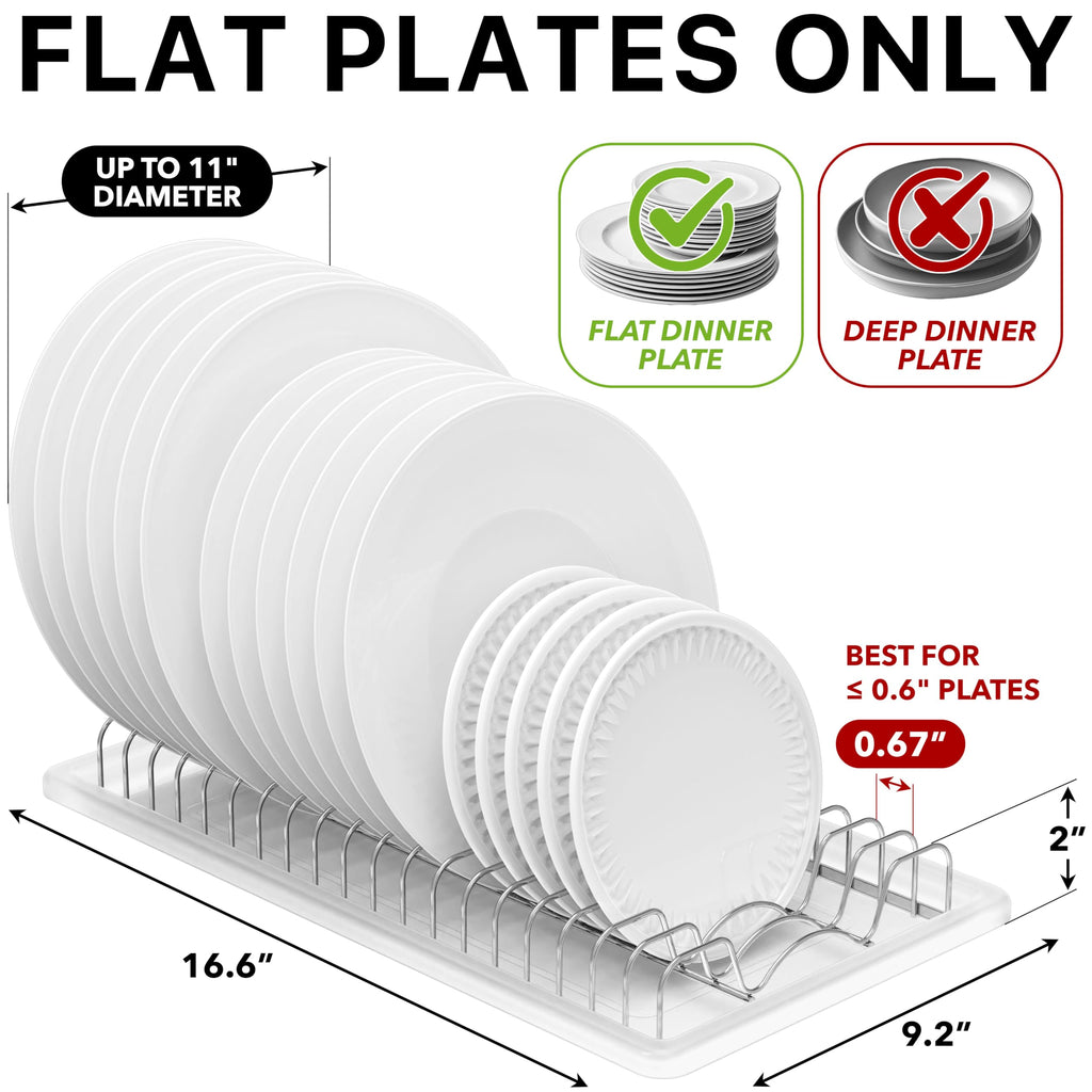 Simple Houseware Stainless Steel Plate Drying Rack with Drainboard, Chrome