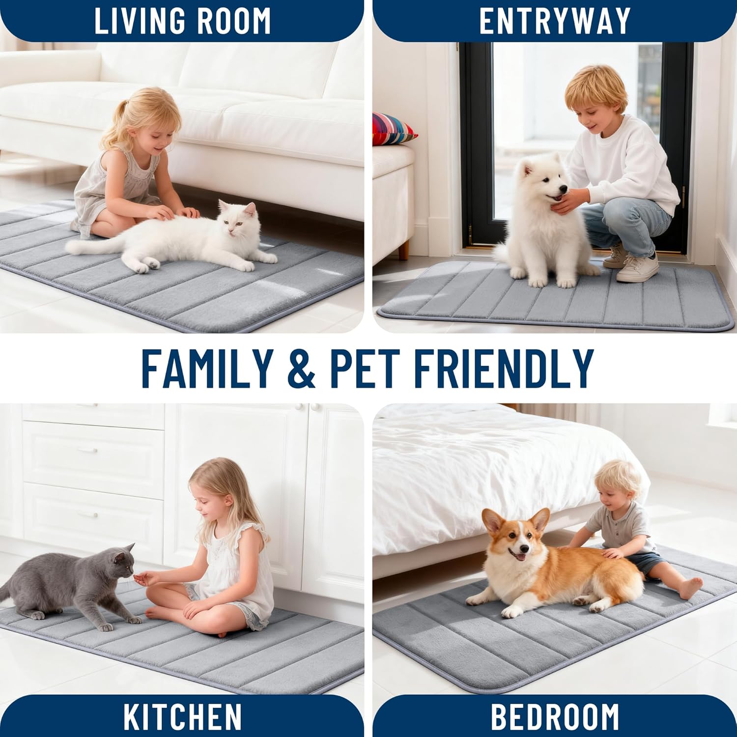 OLANLY Memory Foam Bath Mat 30x20, Super Soft Absorbent Bathroom Rugs, Quick Dry, Machine Washable Shower Floor Rugs, Bathmat Carpet, Bathroom Home Decor Accessories, Grey
