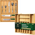 ROYAL CRAFT WOOD Luxury Bamboo Kitchen Drawer Organizer - Silverware Organizer - Utensil Holder and Cutlery Tray with Grooved Drawer Dividers for Flatware and Kitchen Utensils