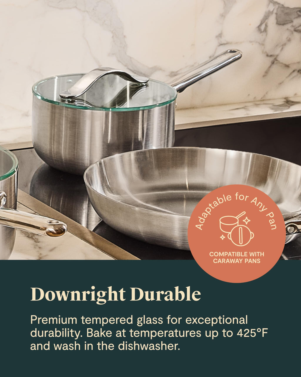 Caraway 10.5" Glass Lid for Pots and Pans - Made With Tempered Glass - Sized to Fit Caraway Ceramic-Coated & Stainless Steel Cookware