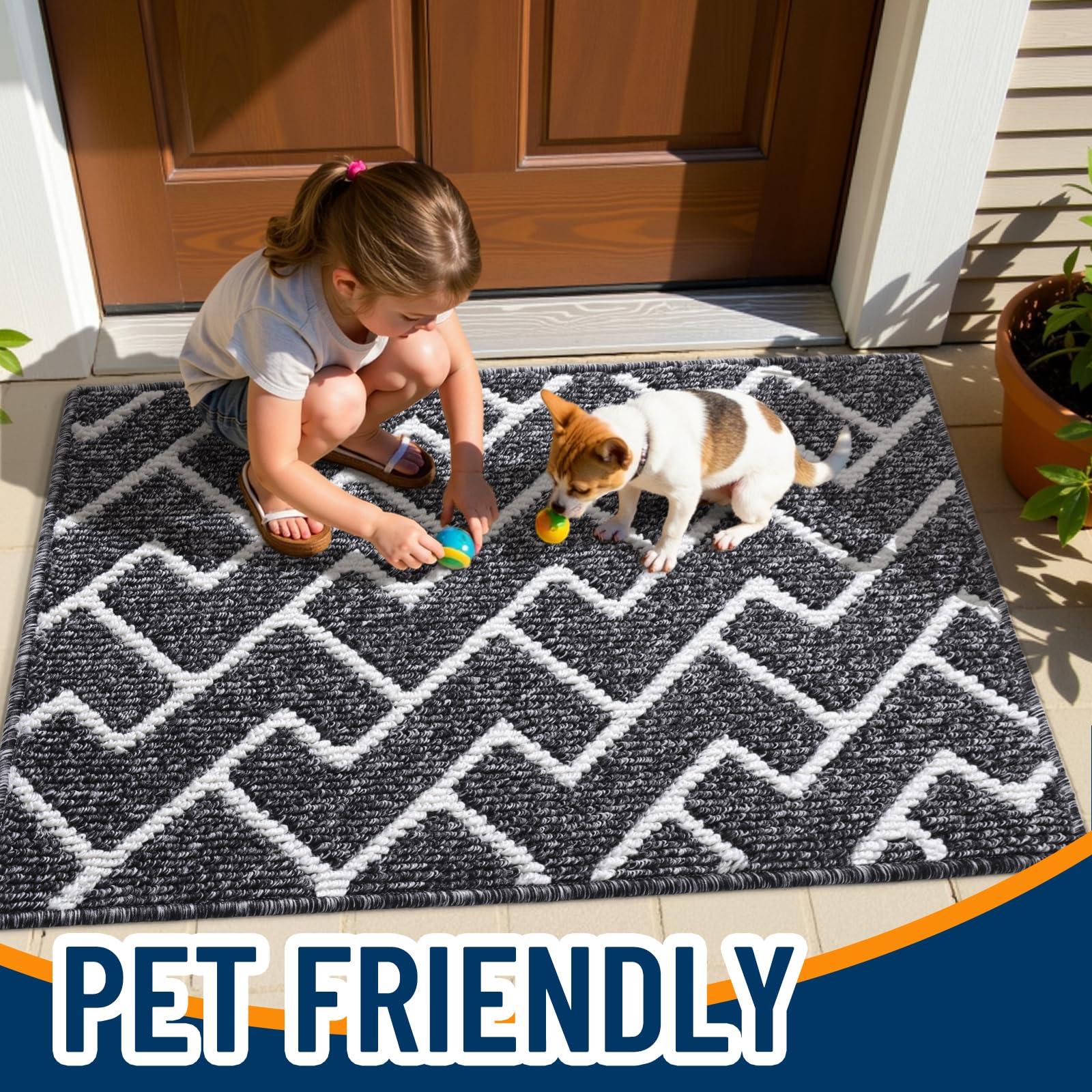OLANLY Front Door Mat, Non-Slip Rubber Backing, Dirt Resistant and Absorbent, Washable, Easy to Clean Low-Profile Indoor Doormat for Back Door, Entryway, Inside Entrance, 32x20, Grey