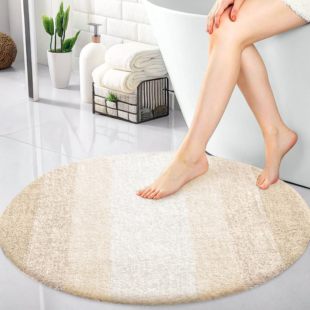 OLANLY 30-inch Round Bathroom Rugs, Extra Soft and Absorbent Microfiber Bath Rugs, Quick Dry Machine Washable Bath Mats for Bathroom Floor, Tub and Shower, Home Decor Accessories, Grey