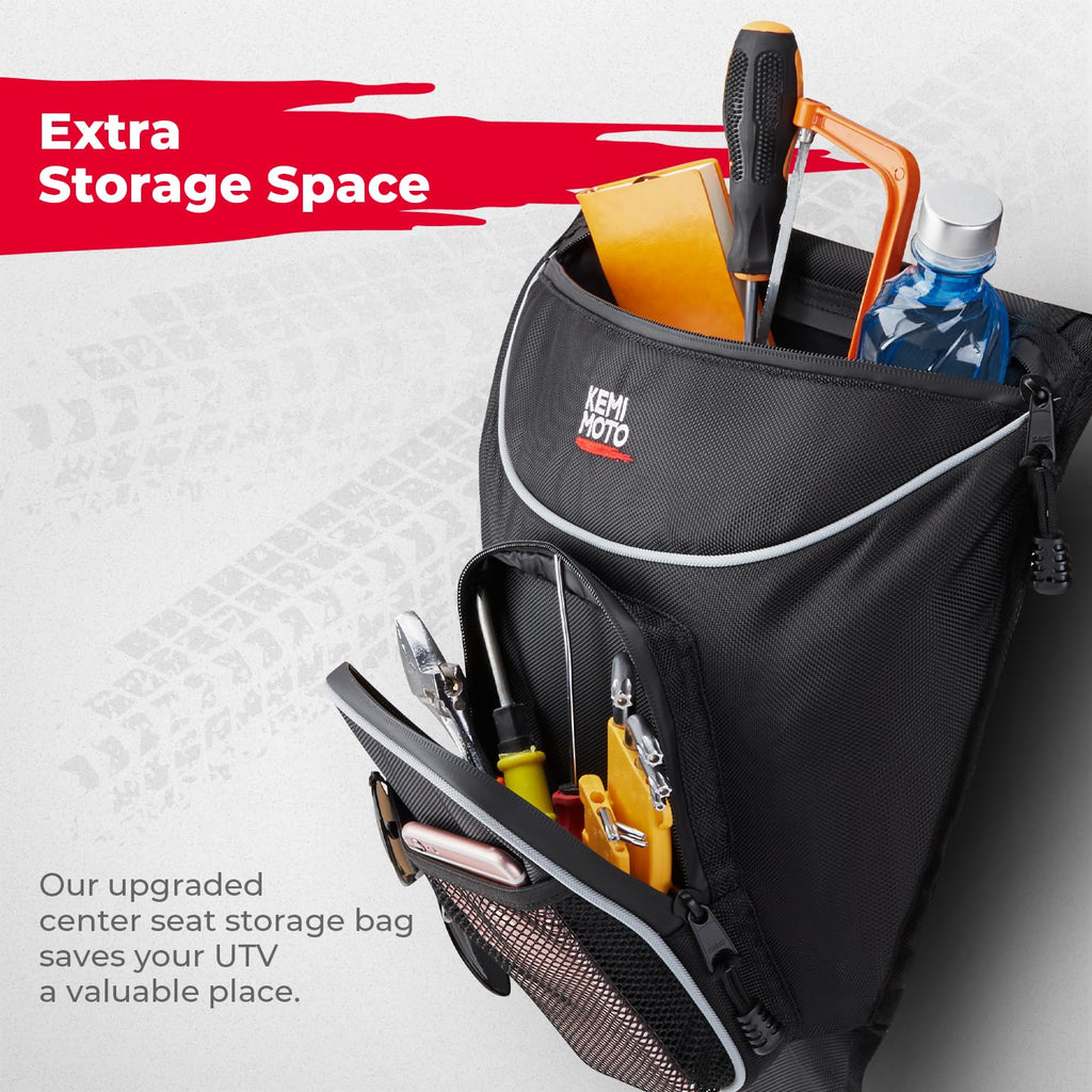 KEMIMOTO UTV Center Storage Bag UTV Cab Pack Center Seat Bag Compatible with Polaris RZR XP 1000 Turbo S 900 570 800 2014-2023 Storage Accessories 1680D High-Density with Multiple Pockets Easy Install