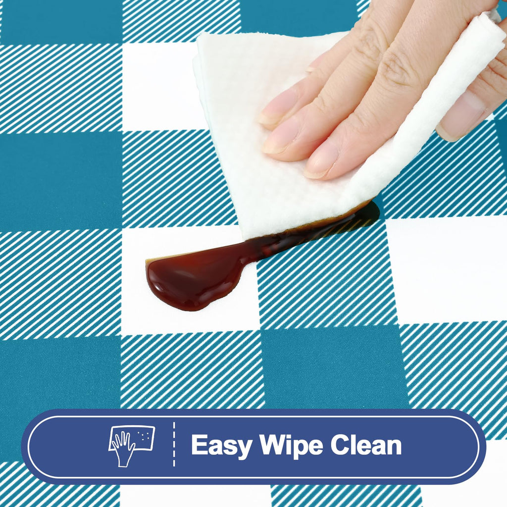 Smiry Picnic Table Cover with Bench Covers, Waterproof Elastic Fitted Tablecloths for 6 Foot Rectangle Tables, Washable Buffalo Plaid Tablecloth for Camping, Outdoor (Black & White, 30"x72")