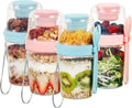 Vtopmart 4 Pack 27oz Yogurt Parfait Cups with Lids and Spoons, Overnight Oats Containers, Reusable Topping Compartment for Breakfast with Yogurt, Cereal or Oatmeal On-the-Go