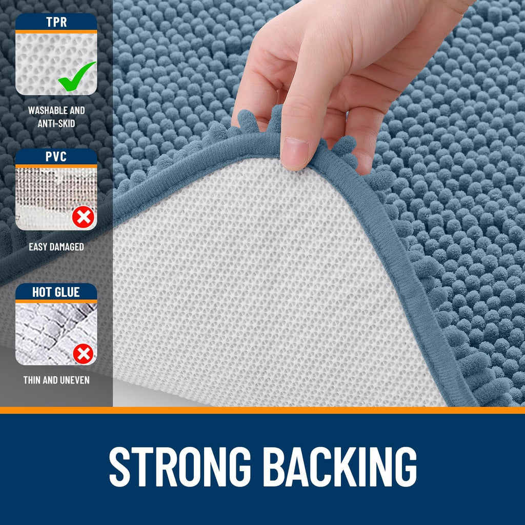 OLANLY Bathroom Rugs Sets 3 Piece, Soft Absorbent Chenille Bath Mats and U-Shaped Contour Toilet Rug, Quick Dry, Home Decor Accessories, Bath Mat Set for Bathroom (30"x20"+24"x16"+24"x20", Grey)