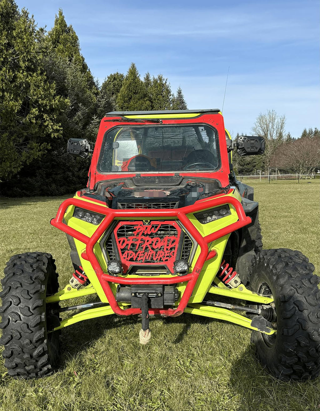 KEMIMOTO UTV Side Mirrors, 2025 New Pattern Aluminum 8" x 5.3" Wide View for 1.65-2 inch Roll bar Compatible with Polaris RZR/Can Am X3/Pioneer/Talon/Teryx/CFMOTO Fit Big UTV No Vibrate & Wobble