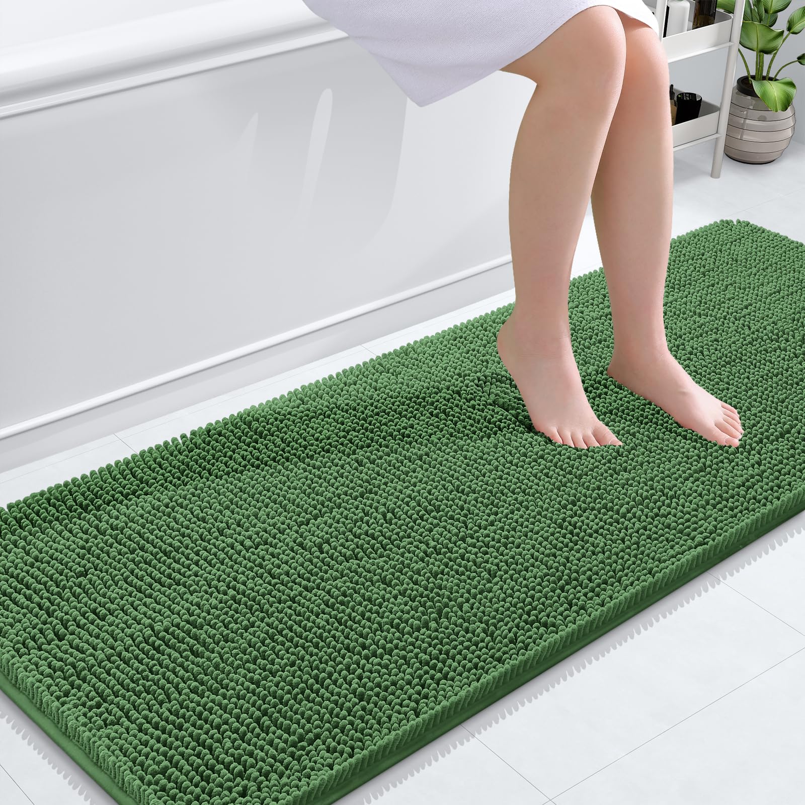 OLANLY Bathroom Rugs 30x20, Extra Soft Absorbent Chenille Bath Rugs, Rubber Backing Quick Dry, Machine Washable Bath Mats for Bathroom Floor, Tub and Shower, Home Decor Accessories, Grey