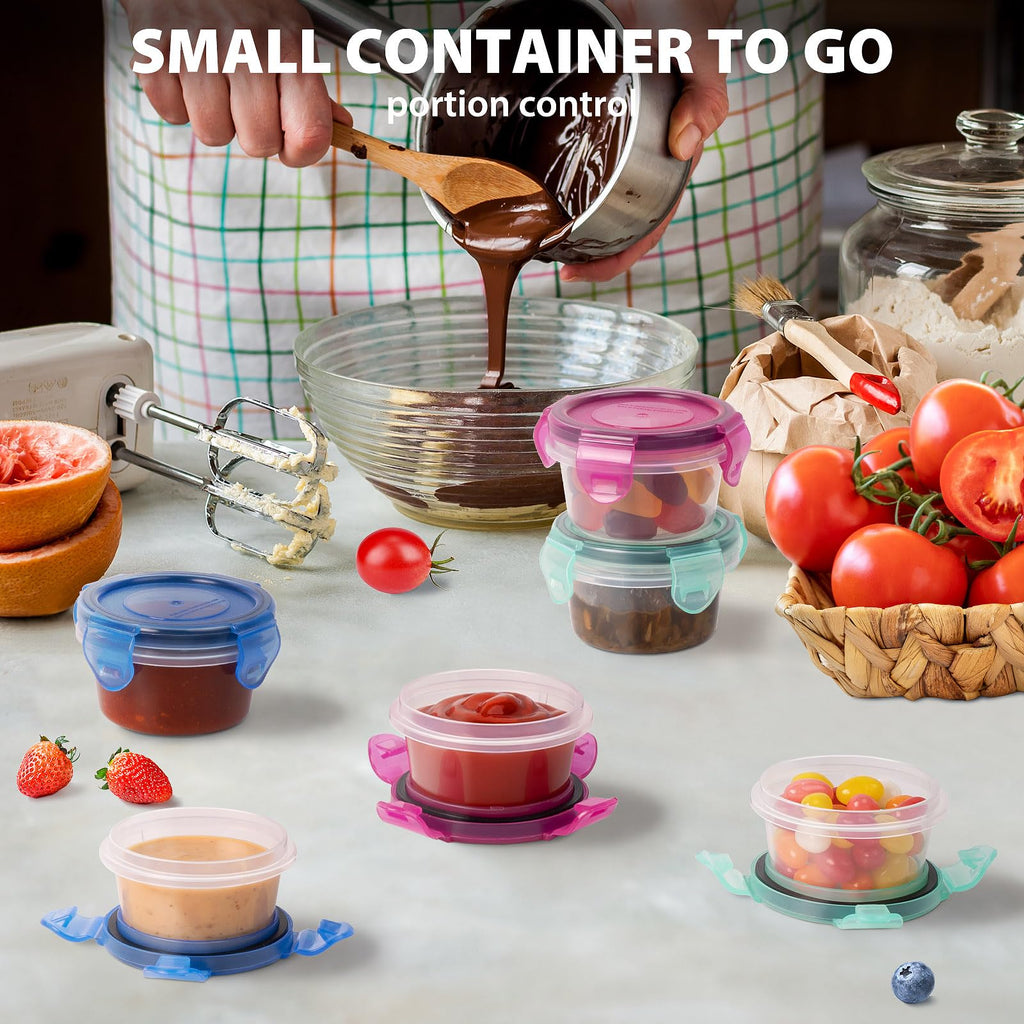 Freshmage Salad Dressing Container to Go, [6 Pack] 2.7 oz Small Condiment Containers with Leakproof Lids for On-the-Go Meals, Reusable Sauce Containers BPA-Free