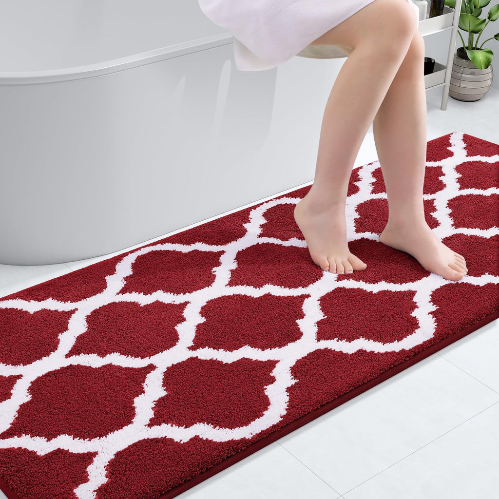 OLANLY Bathroom Rugs 24x16, Soft and Absorbent Microfiber Bath Rugs, Non-Slip Shaggy Shower Carpet, Machine Wash Dry, Bath Mats for Bathroom Floor, Tub and Shower, Grey