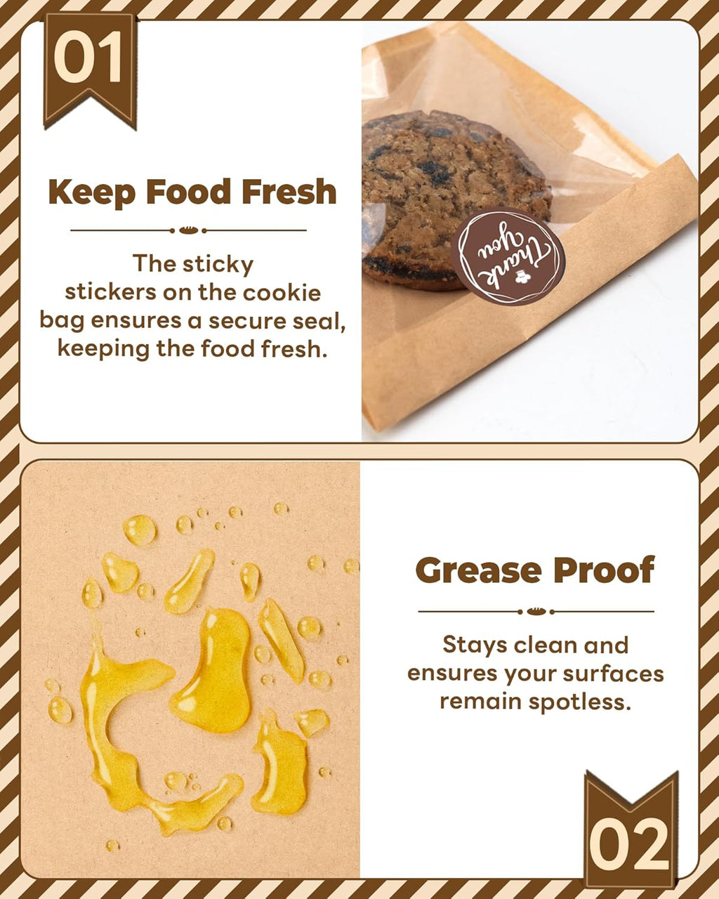 100PCS Cookie Bags with Seal, 5.7x6.5 Inch Individual Cookie Packaging Bags for Gift Giving, Heat Sealable & Grease Proof Bakery Bag with Window, Baked Goods Packaging