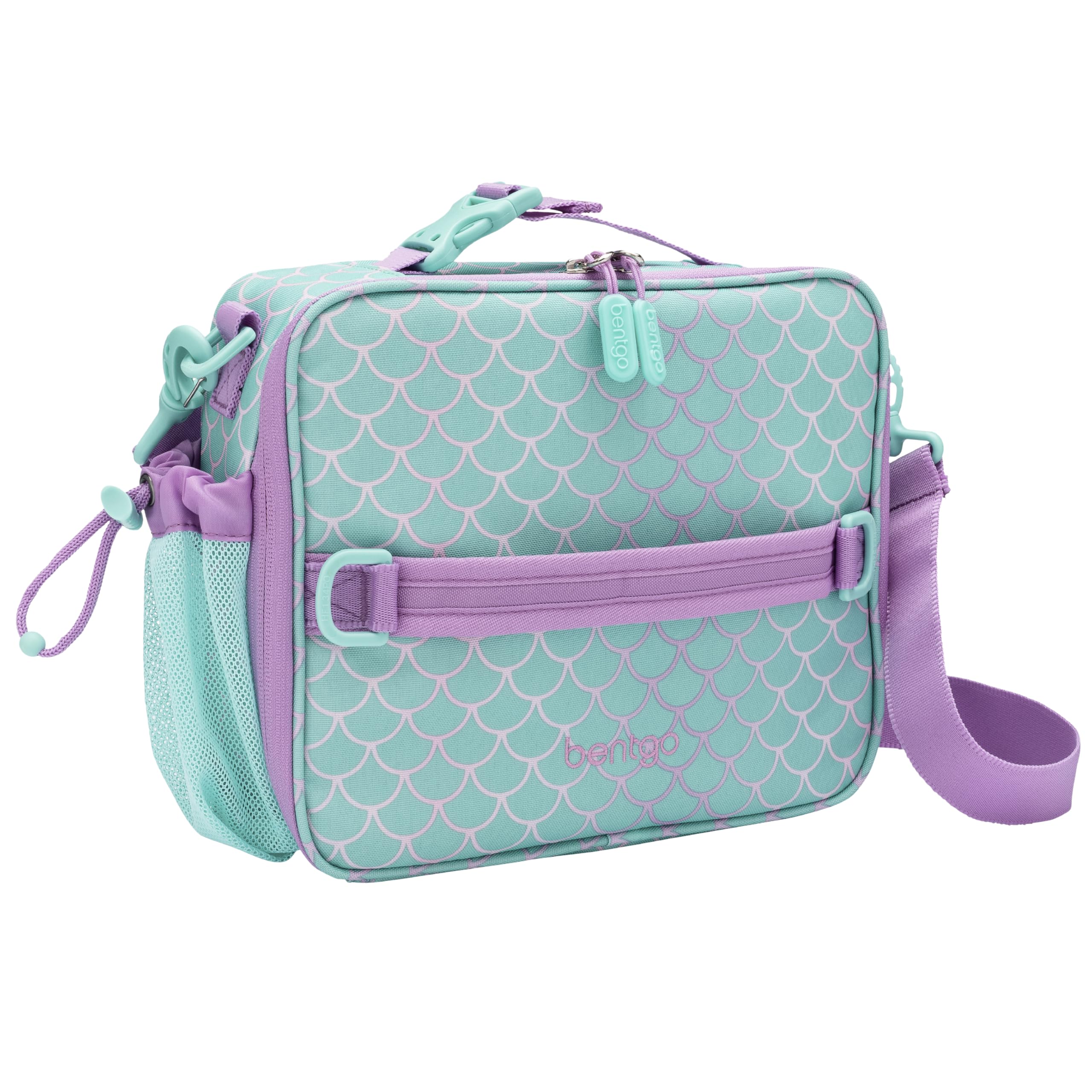 Bentgo Kids Lunch Bag - Durable, Double-Insulated Lunch Bag for Kids 3+; Holds Lunch Box, Water Bottle, & Snacks; Easy-Clean Water-Resistant Fabric & Multiple Zippered Pockets (Mermaid)