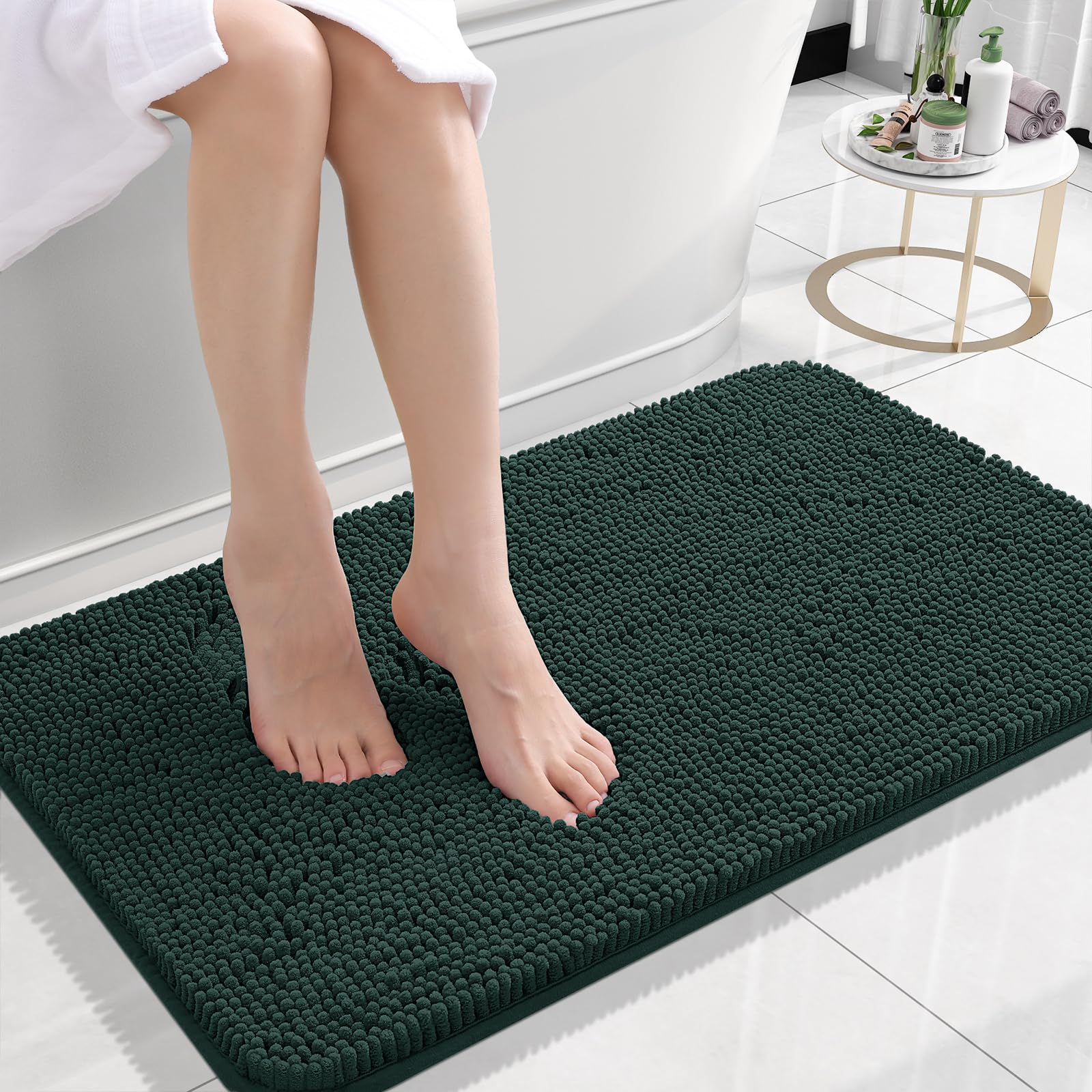 OLANLY Bathroom Rugs 30x20, Extra Soft Absorbent Chenille Bath Rugs, Rubber Backing Quick Dry, Machine Washable Bath Mats for Bathroom Floor, Tub and Shower, Home Decor Accessories, Grey