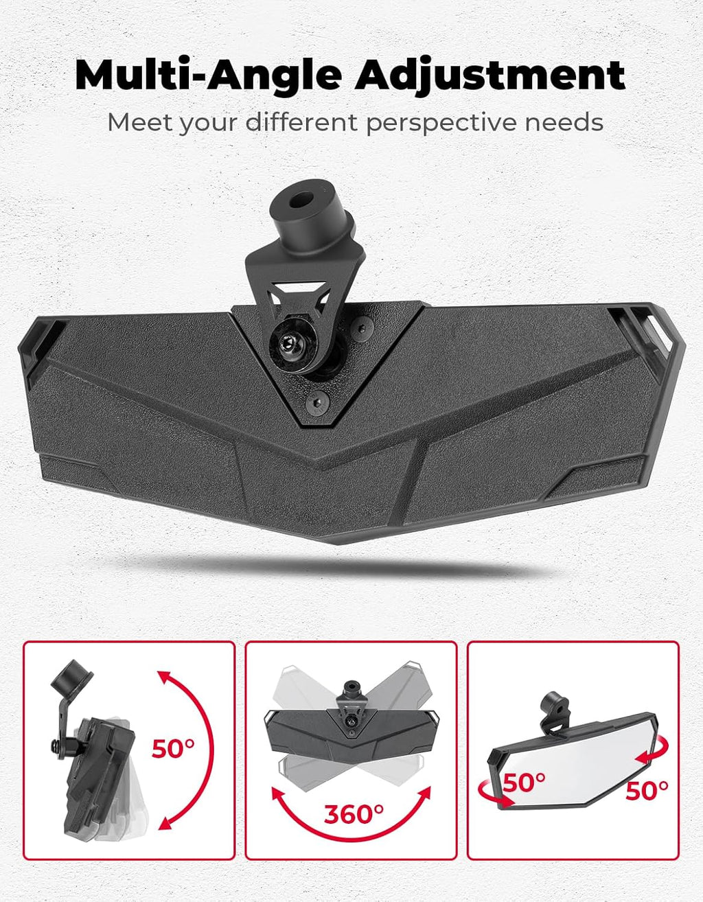 KEMIMOTO Rear View Mirror Compatible with CFMOTO UFORCE U10 Pro/Pro XL/600 & ZForce 950 Sport & Trail 2023-2026, Multi-Angle Adjustment, Features Stable Top Mounting No Vibration Accessories