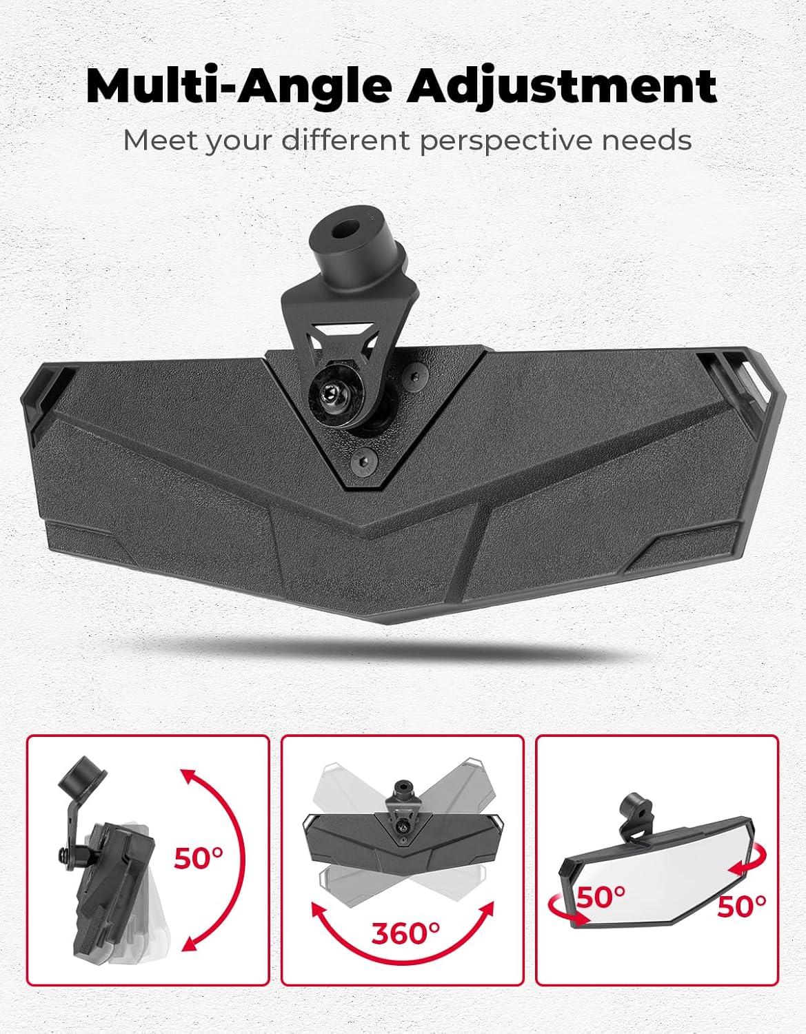 KEMIMOTO Rear View Mirror Compatible with CFMOTO UFORCE U10 Pro/Pro XL/600 & ZForce 950 Sport & Trail 2023-2026, Multi-Angle Adjustment, Features Stable Top Mounting No Vibration Accessories