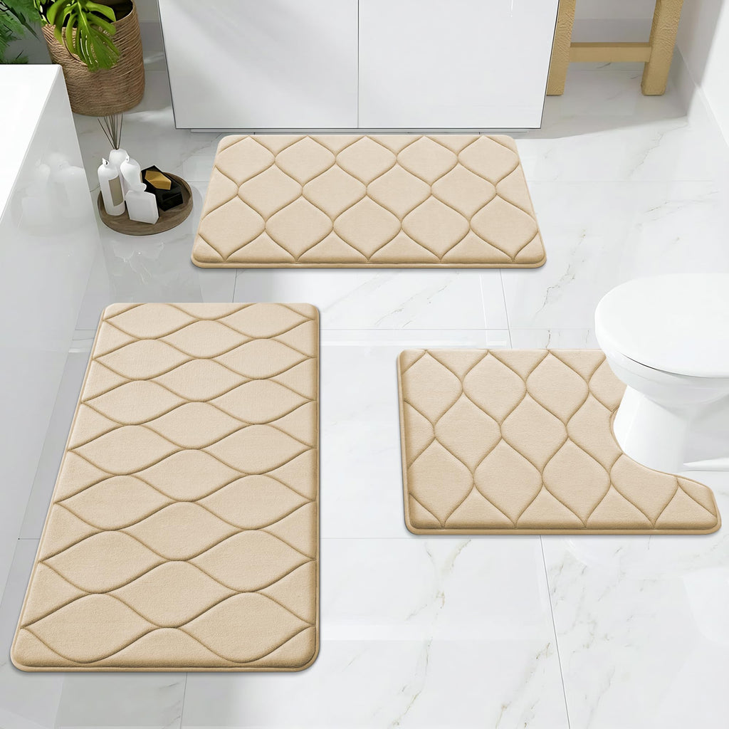 Smiry Memory Foam Bath Mat 30''x20'', Ultra Soft Non-Slip Bathroom Rug, Plush Water Absorbent Quick Dry and Machine Washable Floor Mat for Shower, Tub & Home Decor, Grey
