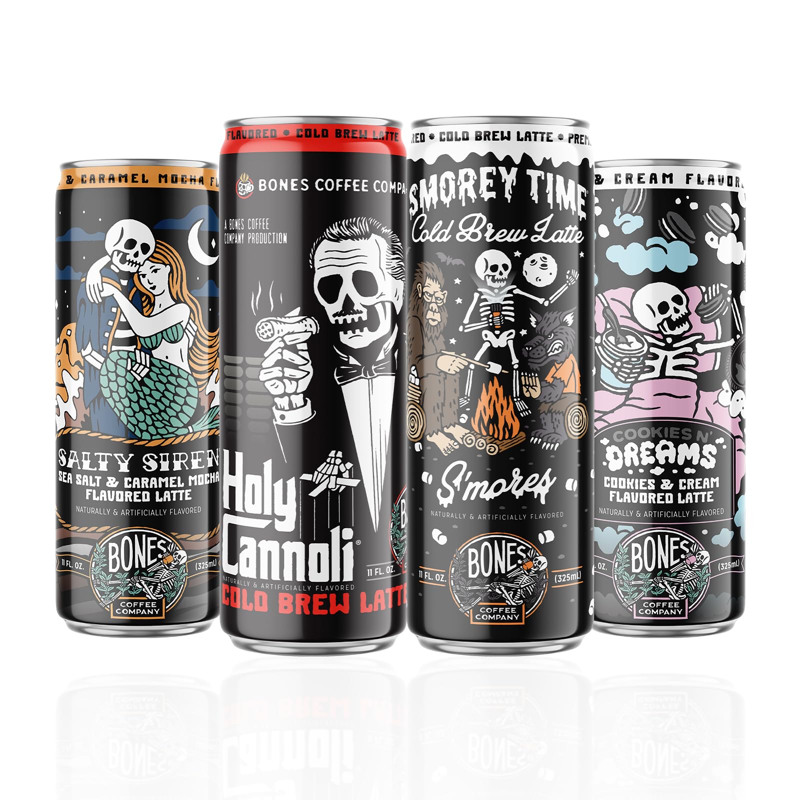 Bones Coffee Company S'mores Iced Coffee Latte - S'mores Flavored Canned Coffee Drink - 12 Pack Cans - 11 Oz Each