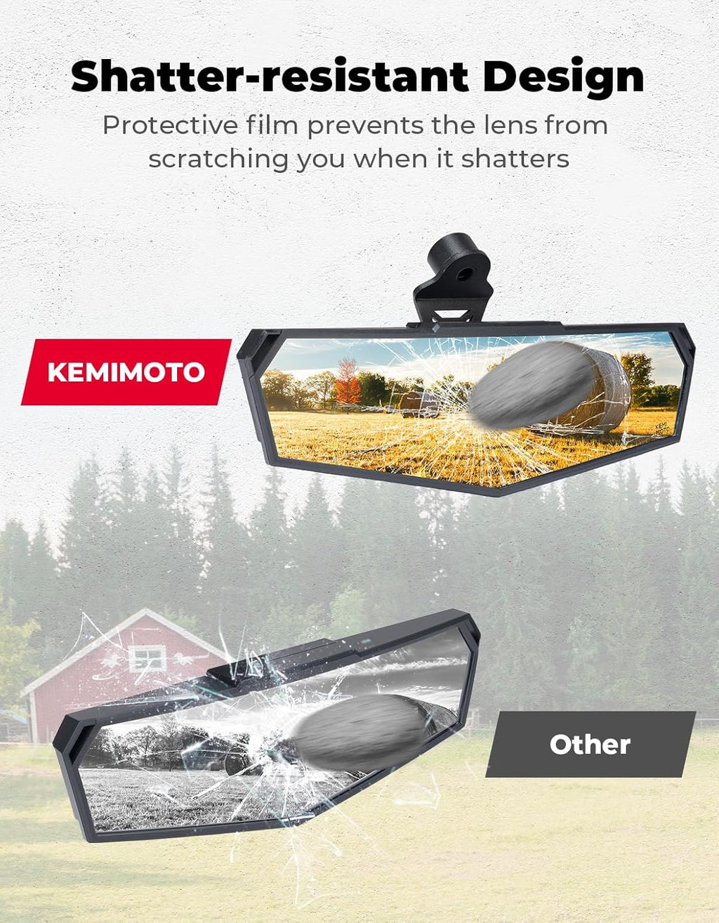 KEMIMOTO Rear View Mirror Compatible with CFMOTO UFORCE U10 Pro/Pro XL/600 & ZForce 950 Sport & Trail 2023-2026, Multi-Angle Adjustment, Features Stable Top Mounting No Vibration Accessories