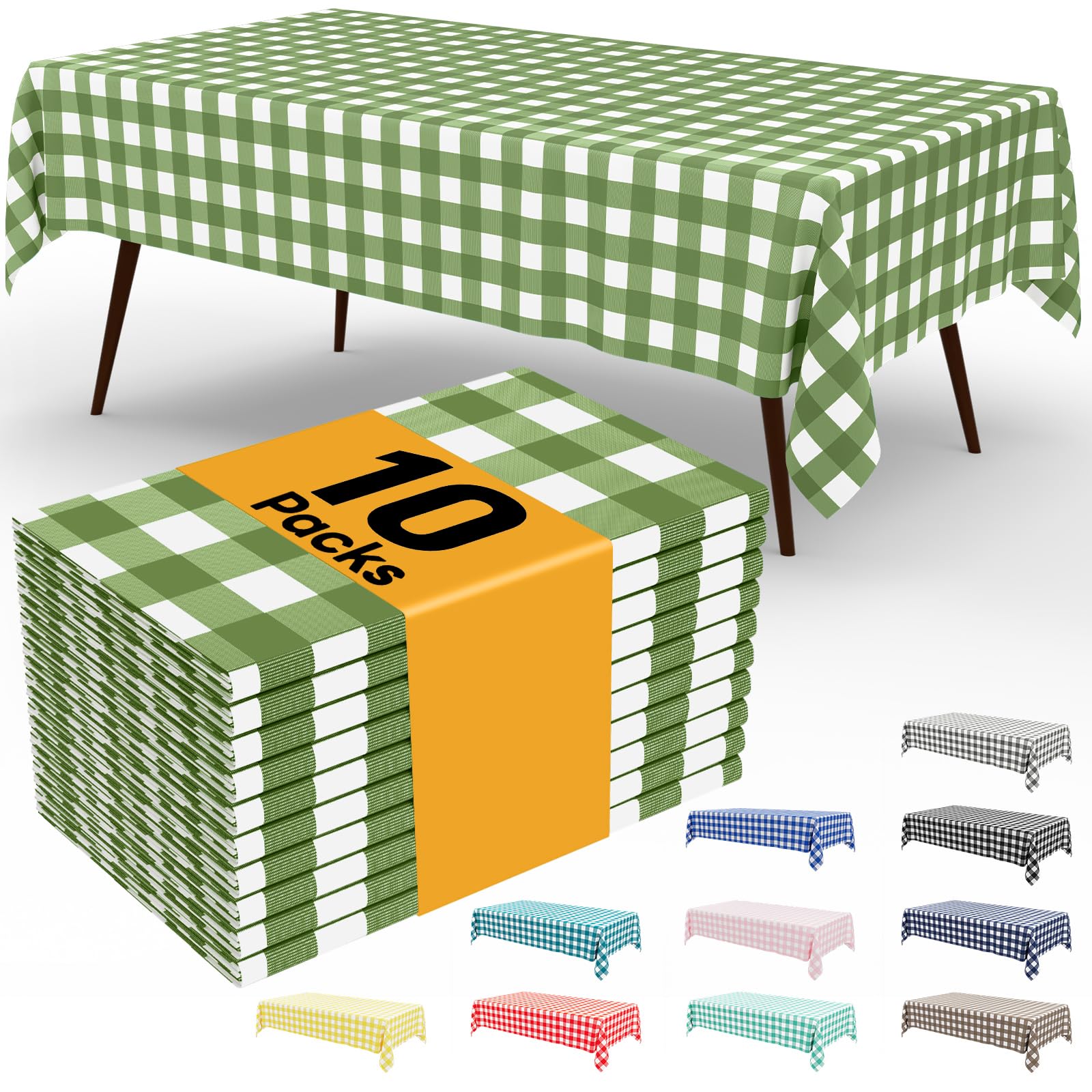 Smiry 3 Pack Red Gingham Disposable Tablecloths - 54" x 108" Heavy Duty Plastic Table Cloth, Waterproof Buffalo Plaid Table Covers for Picnic, Banquets, Outdoor Parties