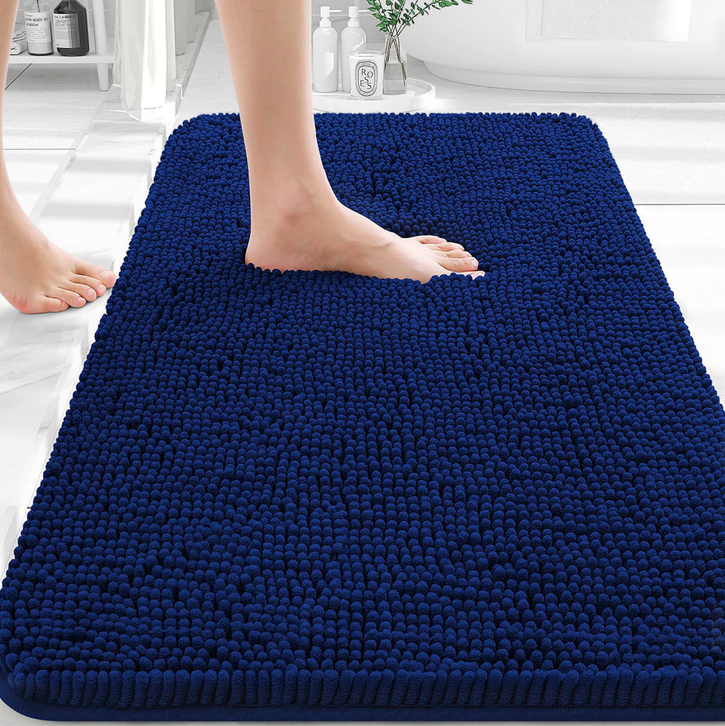 OLANLY Bathroom Rugs 30x20, Extra Soft Absorbent Chenille Bath Rugs, Rubber Backing Quick Dry, Machine Washable Bath Mats for Bathroom Floor, Tub and Shower, Home Decor Accessories, Grey