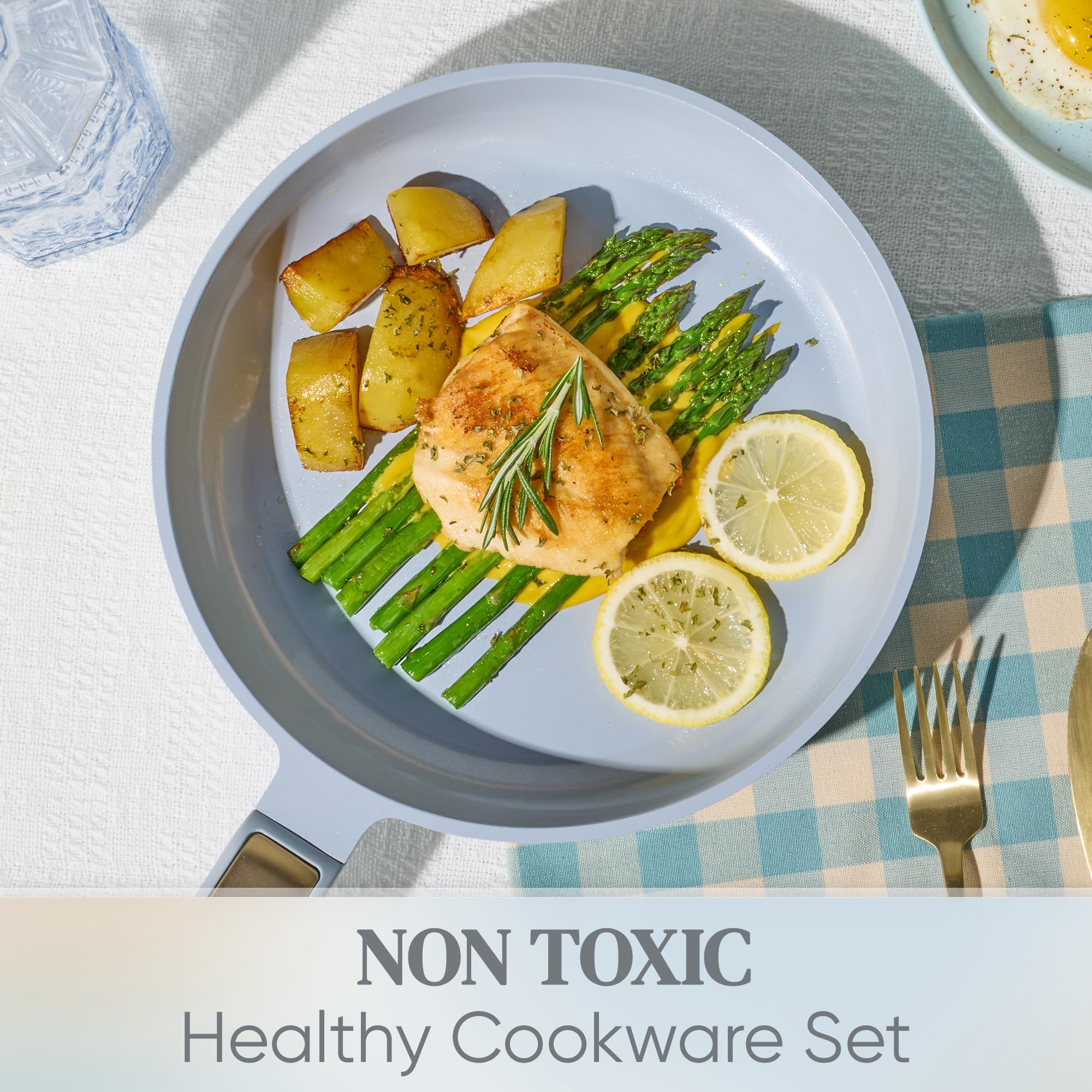 CAROTE Ceramic Cookware Set Nonstick, 14pcs Pots and Pans Set Nonstick, Non-Toxic & PFAS-Free, Dishwasher, RV/Camping Cookware Set, Cooking Pots with Lids, Charcoal Black