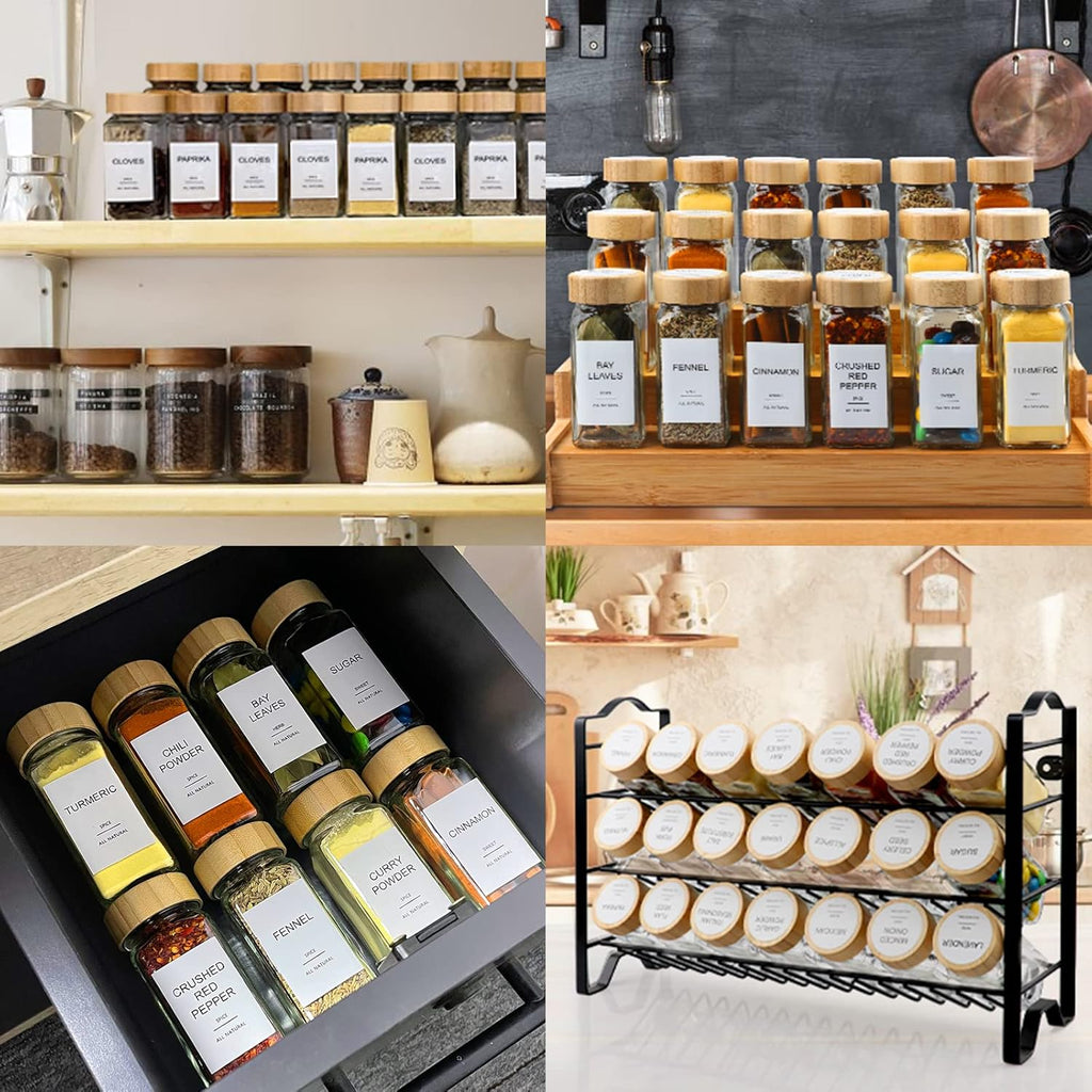 AISIPRIN 4oz Spice Jars with Lable 24 pcs & 8oz Spice Jars with Lable 12 pcs