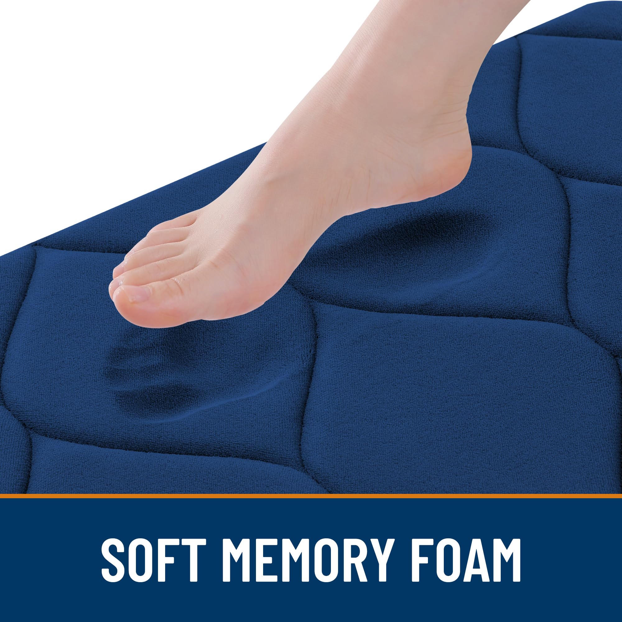 Smiry Memory Foam Bath Mat 30''x20'', Ultra Soft Non-Slip Bathroom Rug, Plush Water Absorbent Quick Dry and Machine Washable Floor Mat for Shower, Tub & Home Decor, Grey