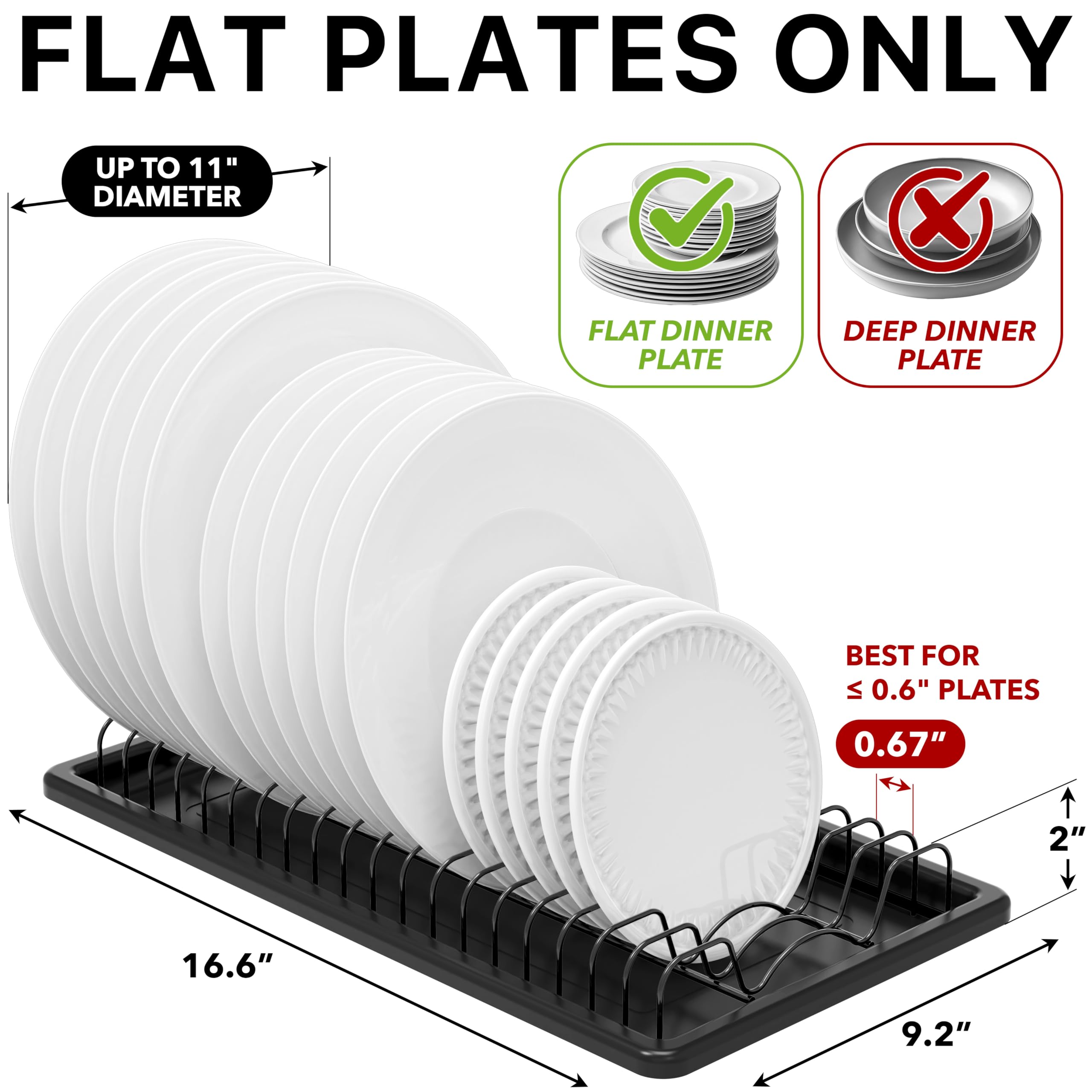 Simple Houseware Stainless Steel Plate Drying Rack with Drainboard, Chrome
