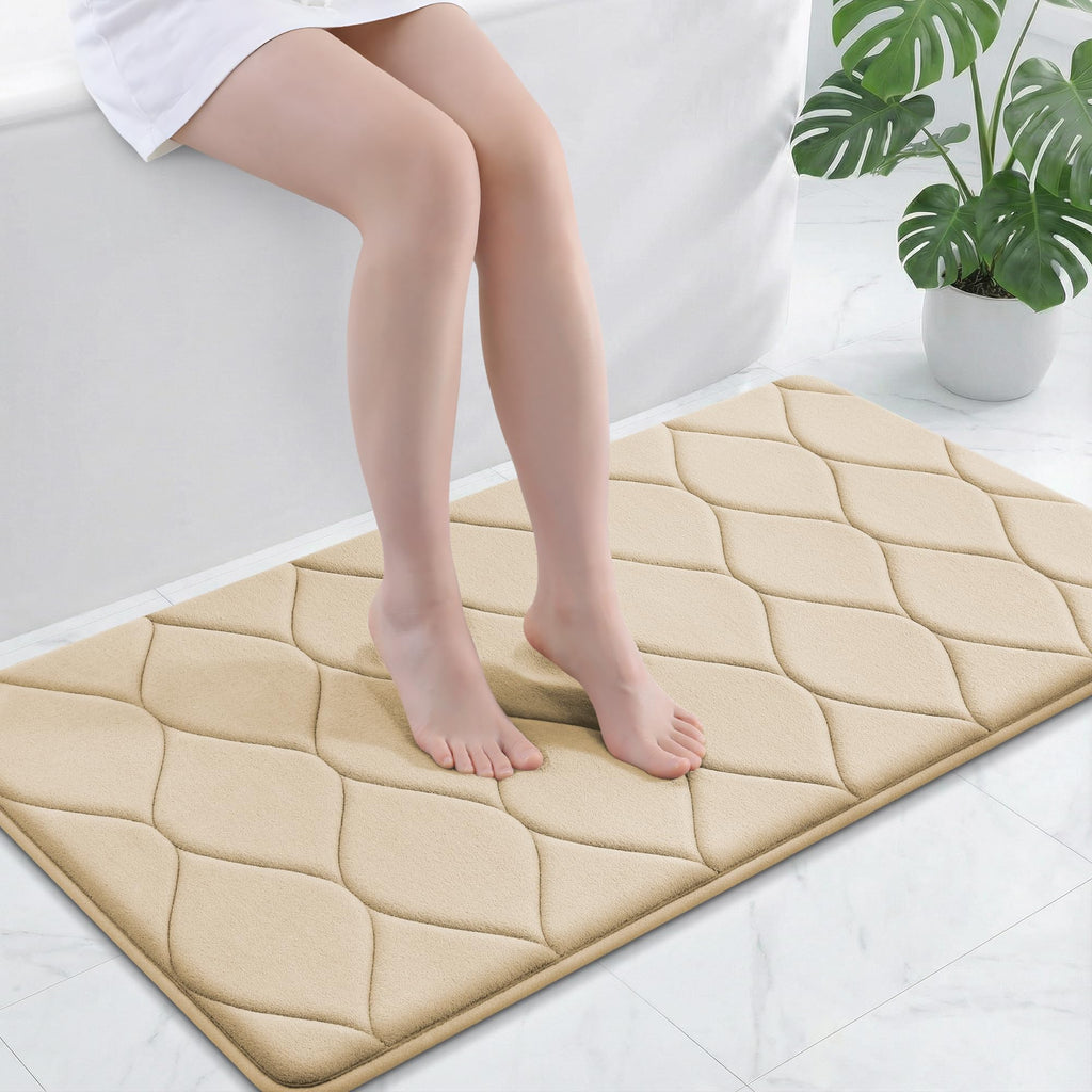 Smiry Memory Foam Bath Mat 30''x20'', Ultra Soft Non-Slip Bathroom Rug, Plush Water Absorbent Quick Dry and Machine Washable Floor Mat for Shower, Tub & Home Decor, Grey