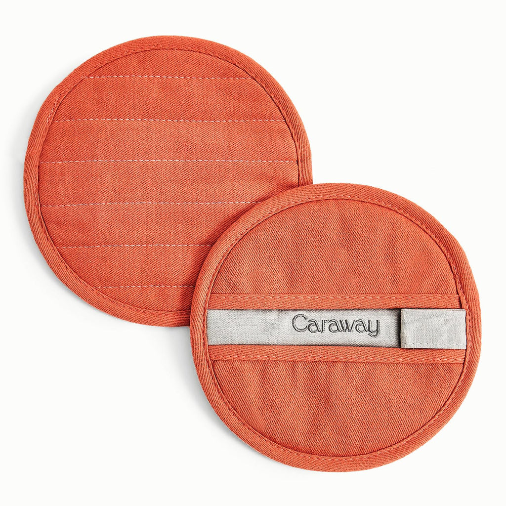 Caraway Pot Holders - 100% Organic Cotton Pot Holder - Double-Layer Stain Resistant Stitching - Resists High Heat & Low Cold Temperatures - Machine Washable - Cream