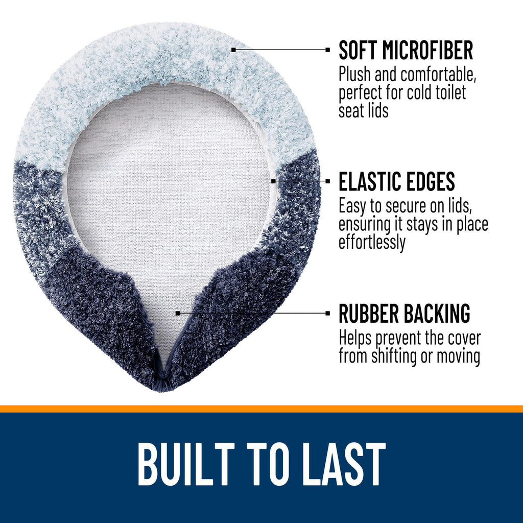 OLANLY Soft Microfiber Bathroom Toilet Lid Cover, Machine Washable Seat Covers, 17.5x15, Stays in Place Rubber Backing, Fits Most Round, Elongated and Oblong Lids, Accessories Decor, Gray