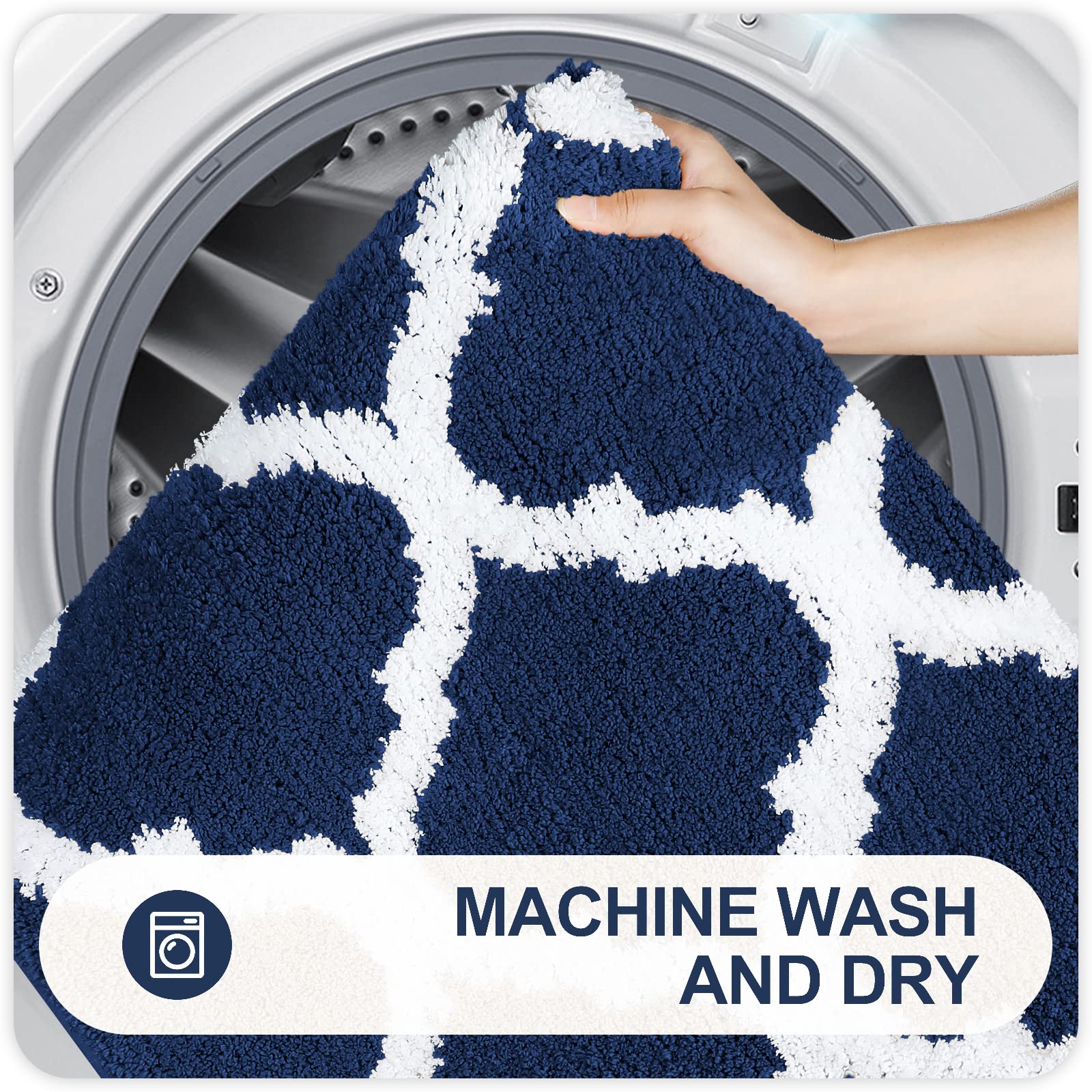 OLANLY Bathroom Rugs Set 2 Piece, Microfiber Bath Shower Mat and U-Shaped Toilet Rug, Machine Wash Dry, Non-Slip Absorbent Shaggy Bath Mats for Tub, Shower and Bathroom (30"x20"+24"x20", Grey)