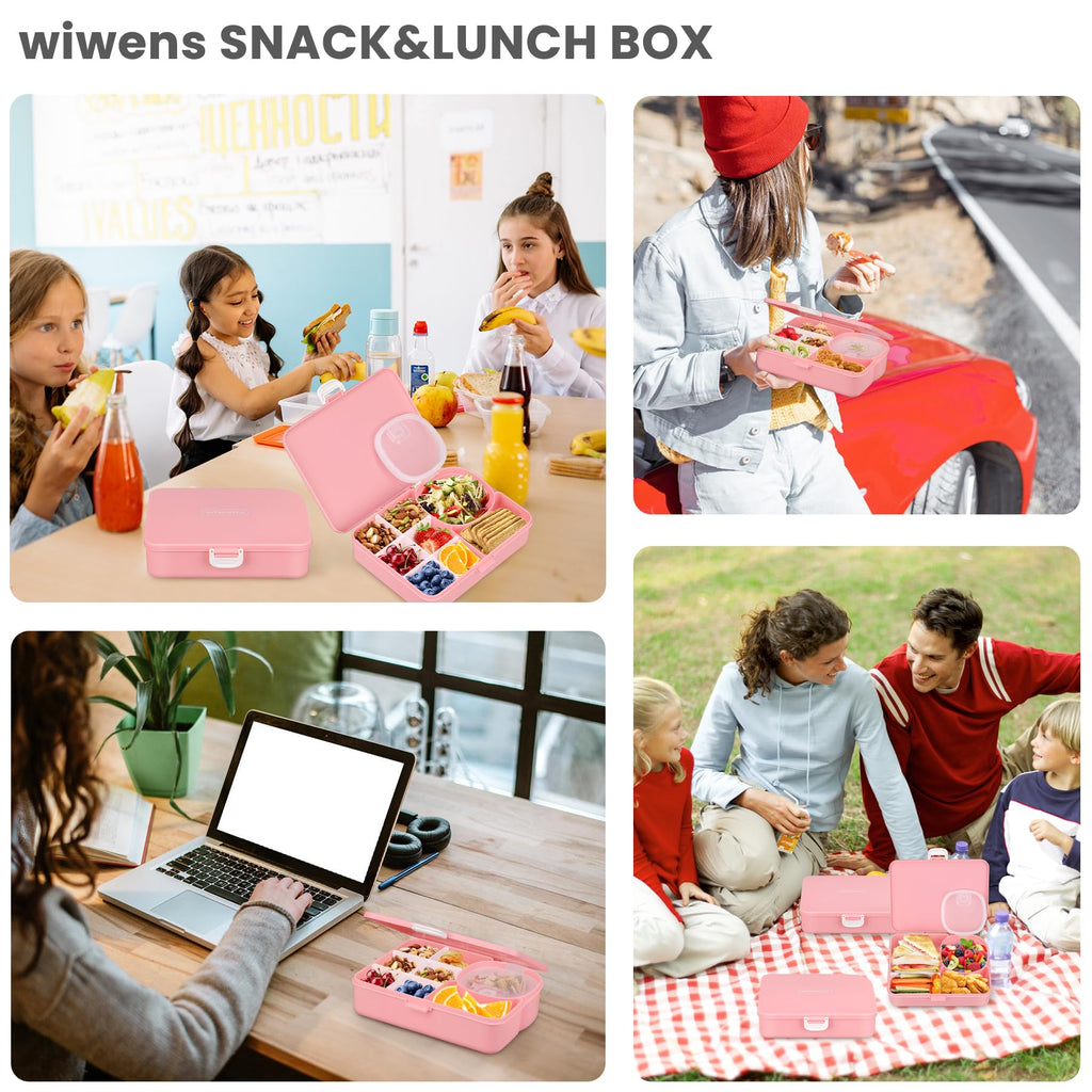 Snack Box Container for Kids Adults Reusable Snackle Box with Adjustable Dividers Airtight Snack Organizer with Compartents Toddler Bento Lunch Box Leak Proof for Office,School,Travel,Outdoor