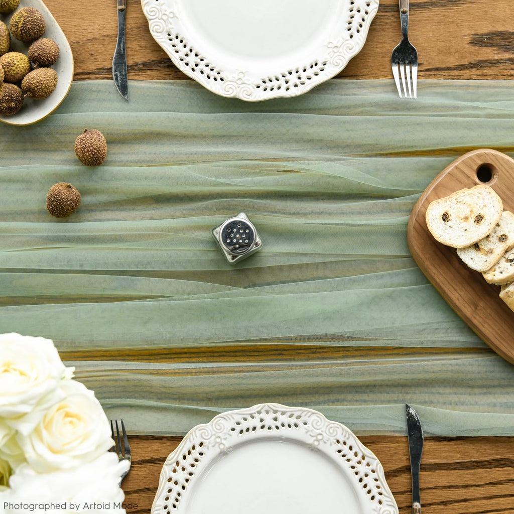 Artoid Mode Red Gauze Table Runner 120 Inch 10FT, Seasonal Sheer Kitchen Dining Holiday Wedding Birthday Baby Shower Table Decor for Home Party