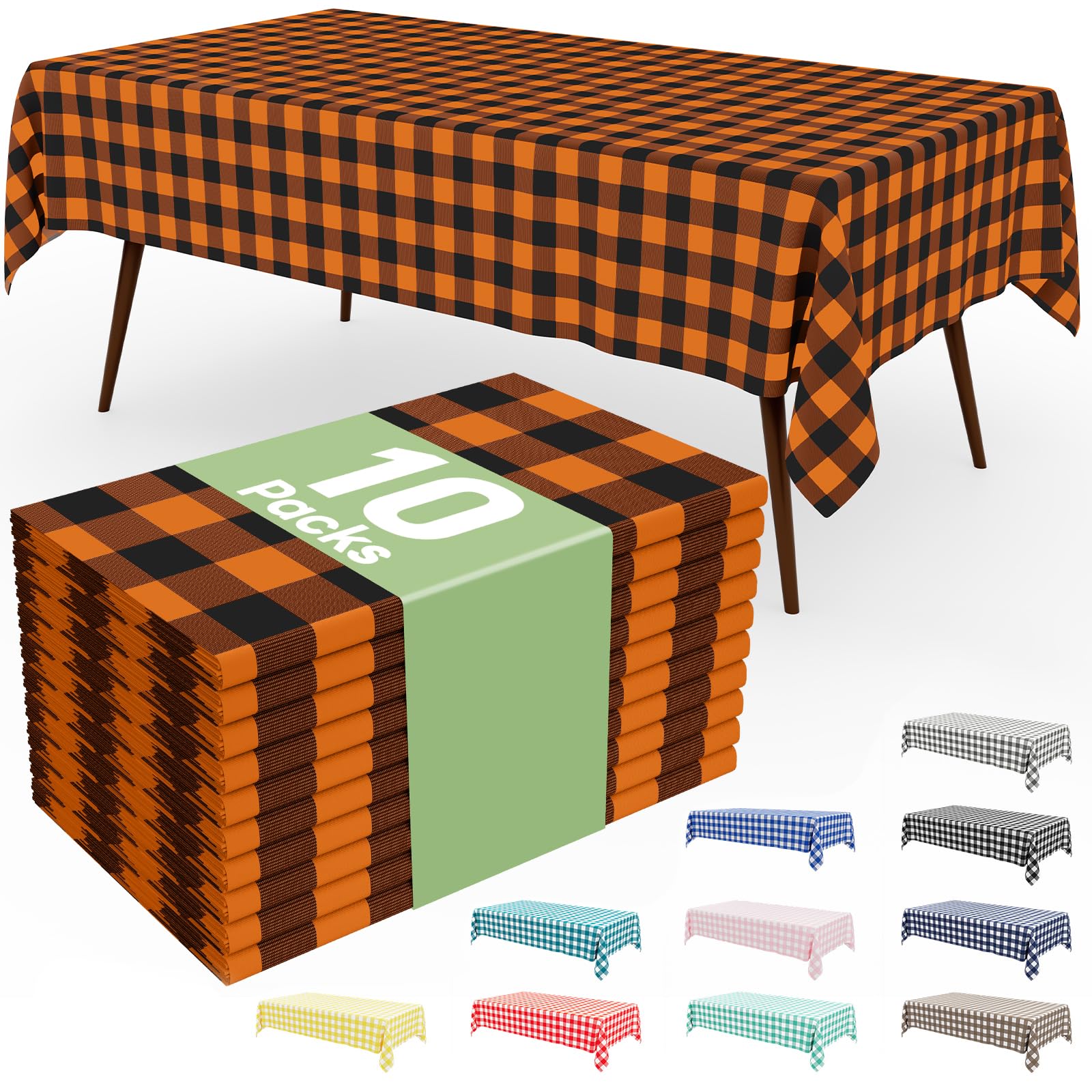 Smiry 3 Pack Red Gingham Disposable Tablecloths - 54" x 108" Heavy Duty Plastic Table Cloth, Waterproof Buffalo Plaid Table Covers for Picnic, Banquets, Outdoor Parties