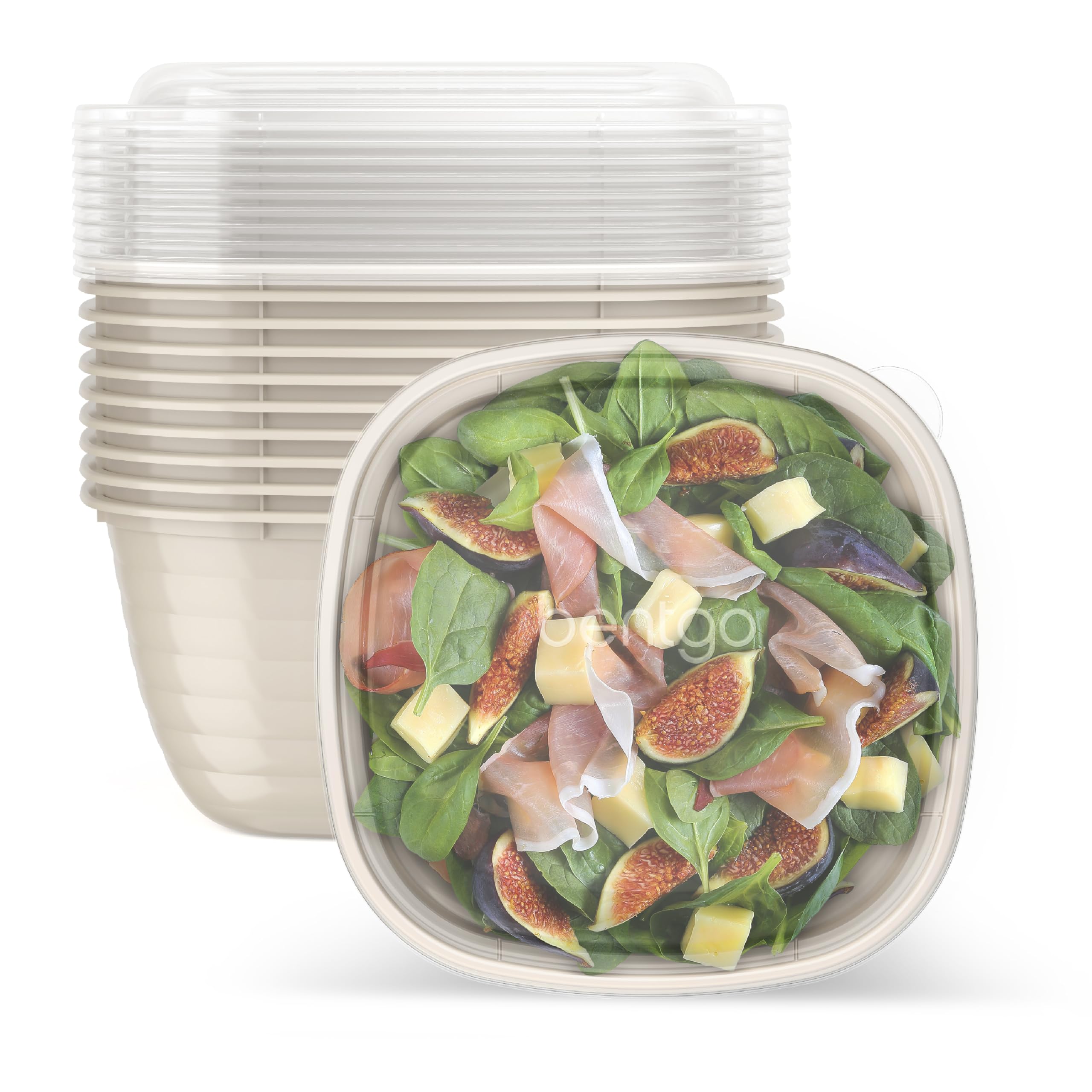 Bentgo Prep - 1-Compartment Bowls with Custom Fit Lids - Reusable, Microwaveable, Durable, PFAS & BPA-Free, Freezer and Dishwasher Safe Meal Prep Food Storage - 10 Bowls & 10 Lids (Graphite)