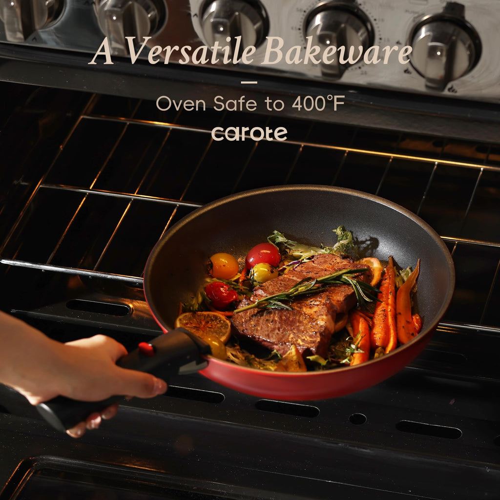 CAROTE 17pcs Pots and Pans Set, Nonstick Cookware Set Detachable Handle, Induction Kitchen Cookware Sets Non Stick with Removable Handle, RV Cookware Set, Oven Safe