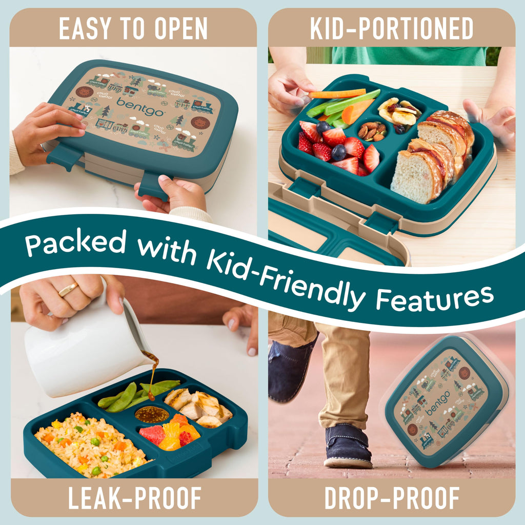 Bentgo Kids Prints Leak-Proof, 5-Compartment Bento-Style Kids Lunch Box - Ideal Portion Sizes for Ages 3-7, Durable, Drop-Proof, Dishwasher Safe, & PFAS & BPA-Free Materials (Unicorn)