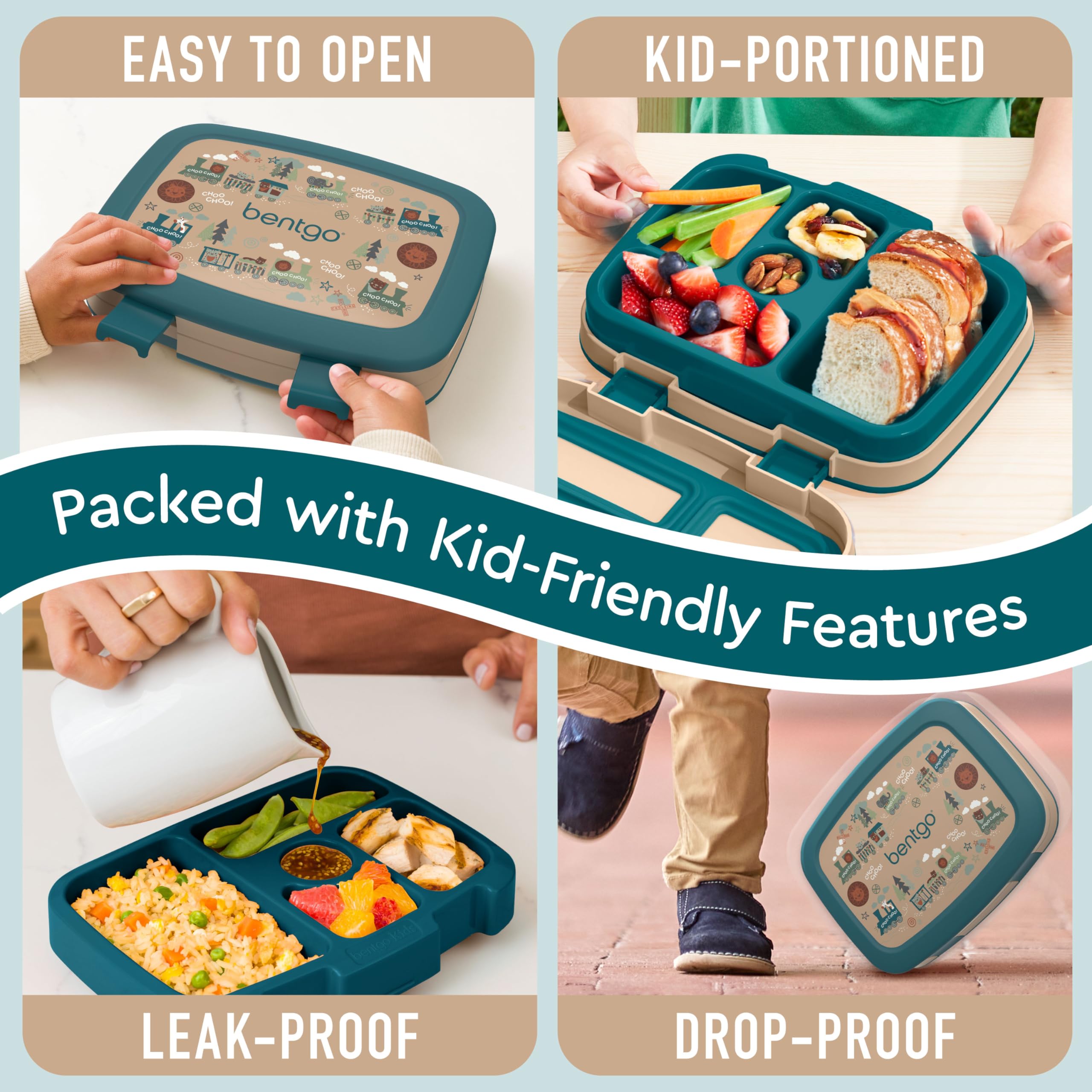 Bentgo Kids Prints Leak-Proof, 5-Compartment Bento-Style Kids Lunch Box - Ideal Portion Sizes for Ages 3-7, Durable, Drop-Proof, Dishwasher Safe, & PFAS & BPA-Free Materials (Unicorn)